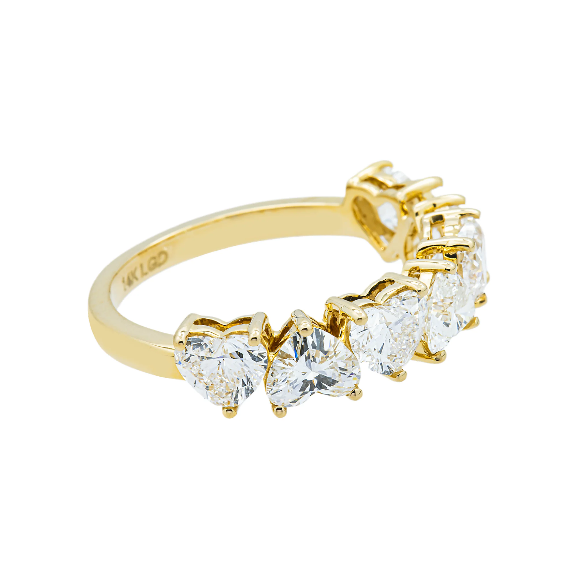 14K Yellow Gold Alternating Heart Diamond Ring 2.94ct - Image 3