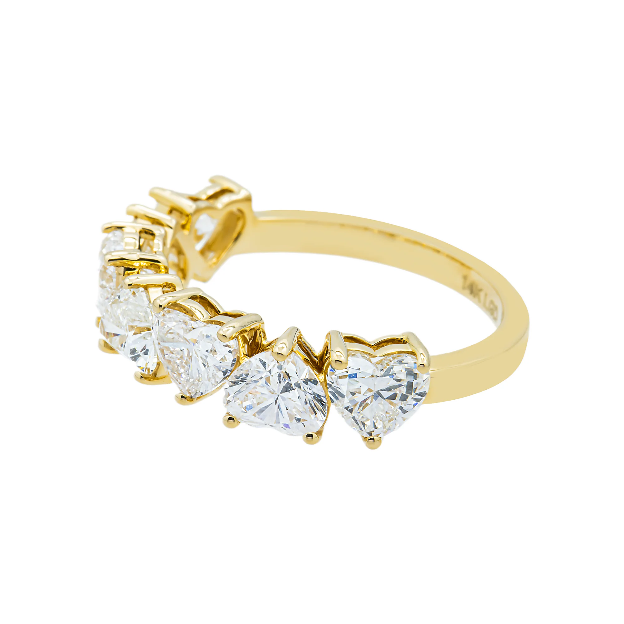 14K Yellow Gold Alternating Heart Diamond Ring 2.94ct - Image 4