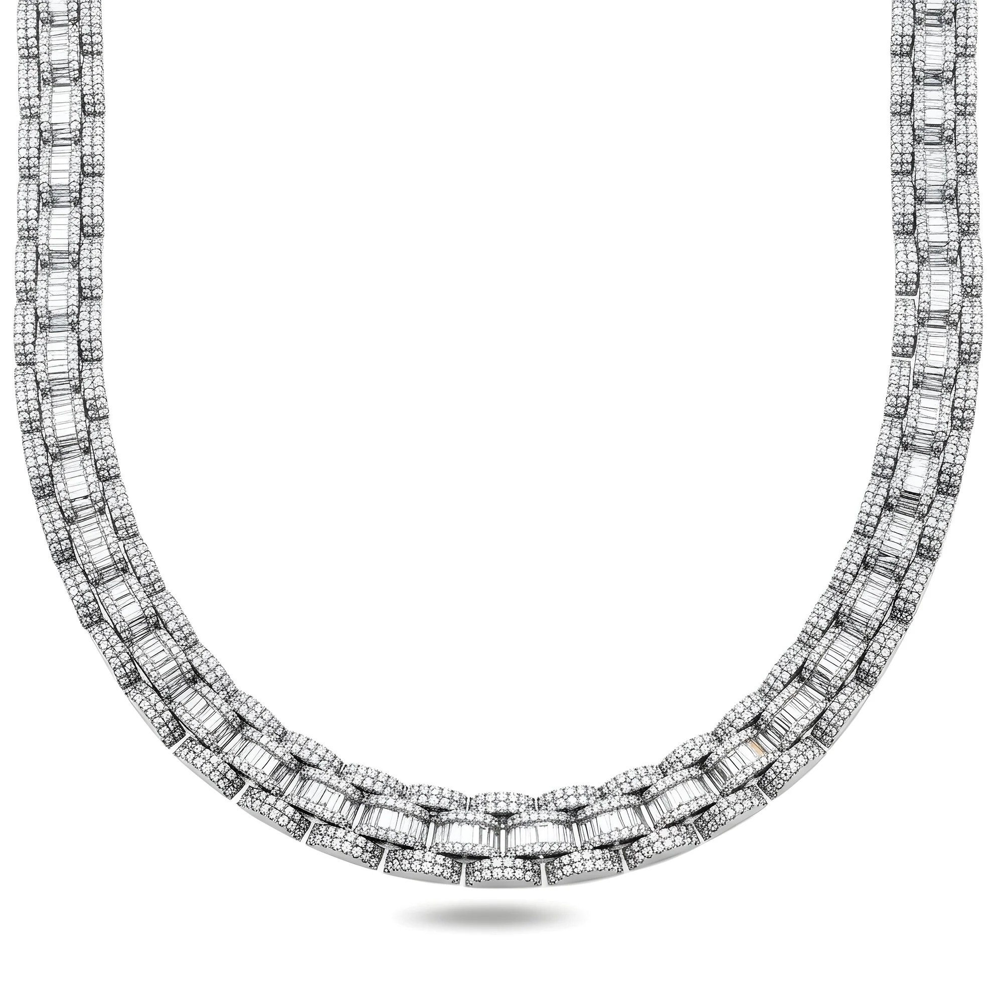 14K Yellow Gold Round & Baguette Cut Diamond Chain 46.69ct - Image 5