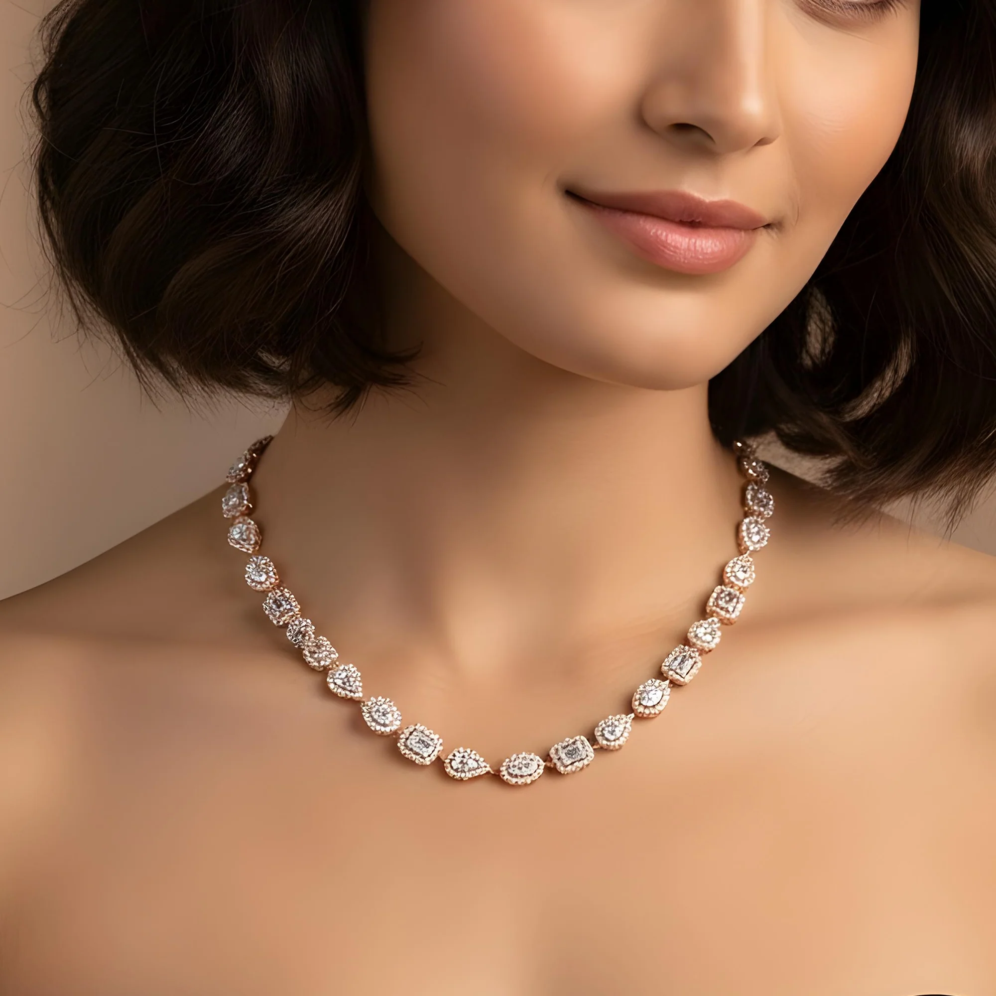 14K Yellow Gold Round & Baguette Cut Diamond Satellite Necklace 12.38ct - Image 9