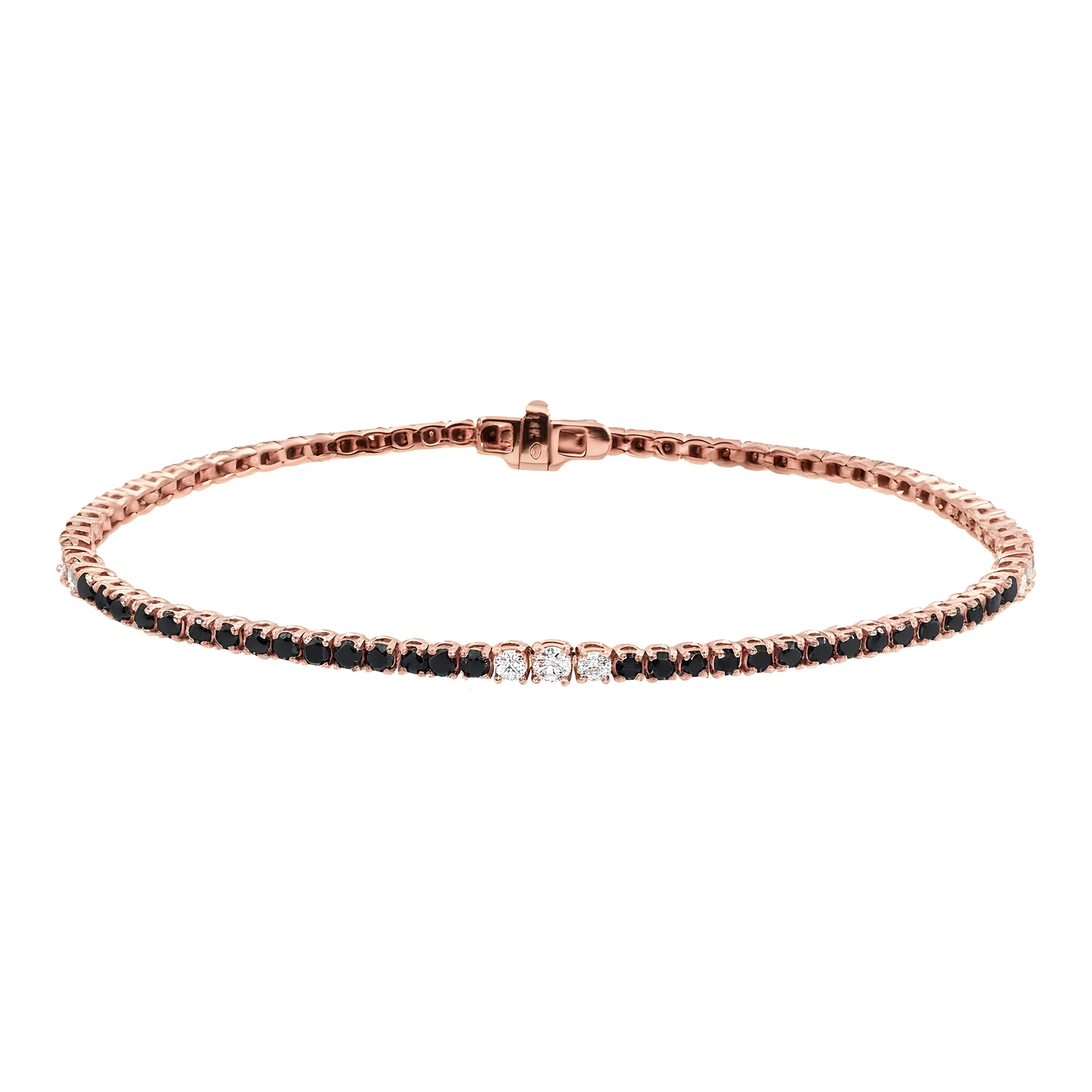 14K Yellow Gold Round Black & White Diamond Tennis Bracelet 2.90ct - Image 8