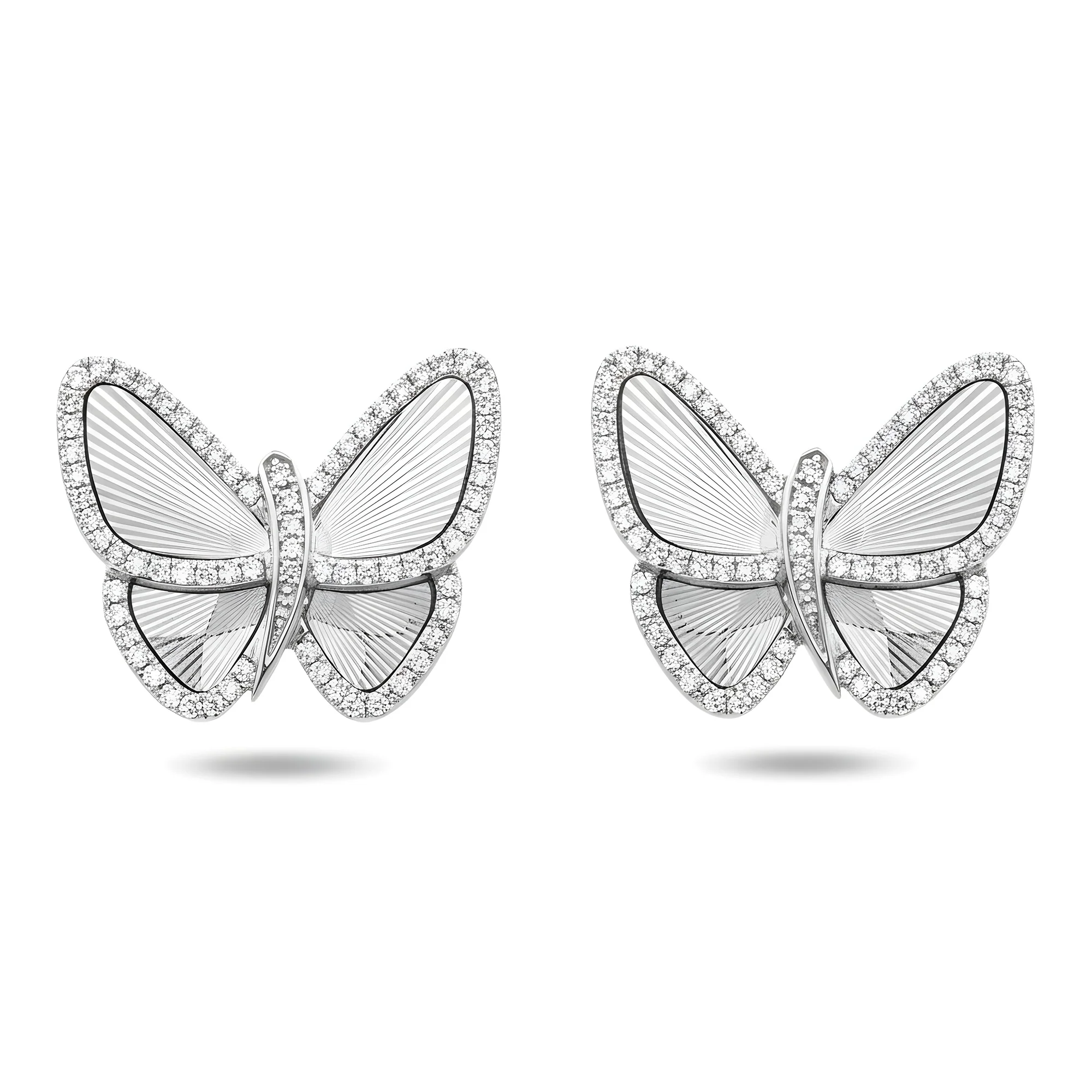 14K Yellow Gold Round Diamond Butterfly Stud Earrings 0.56ctw