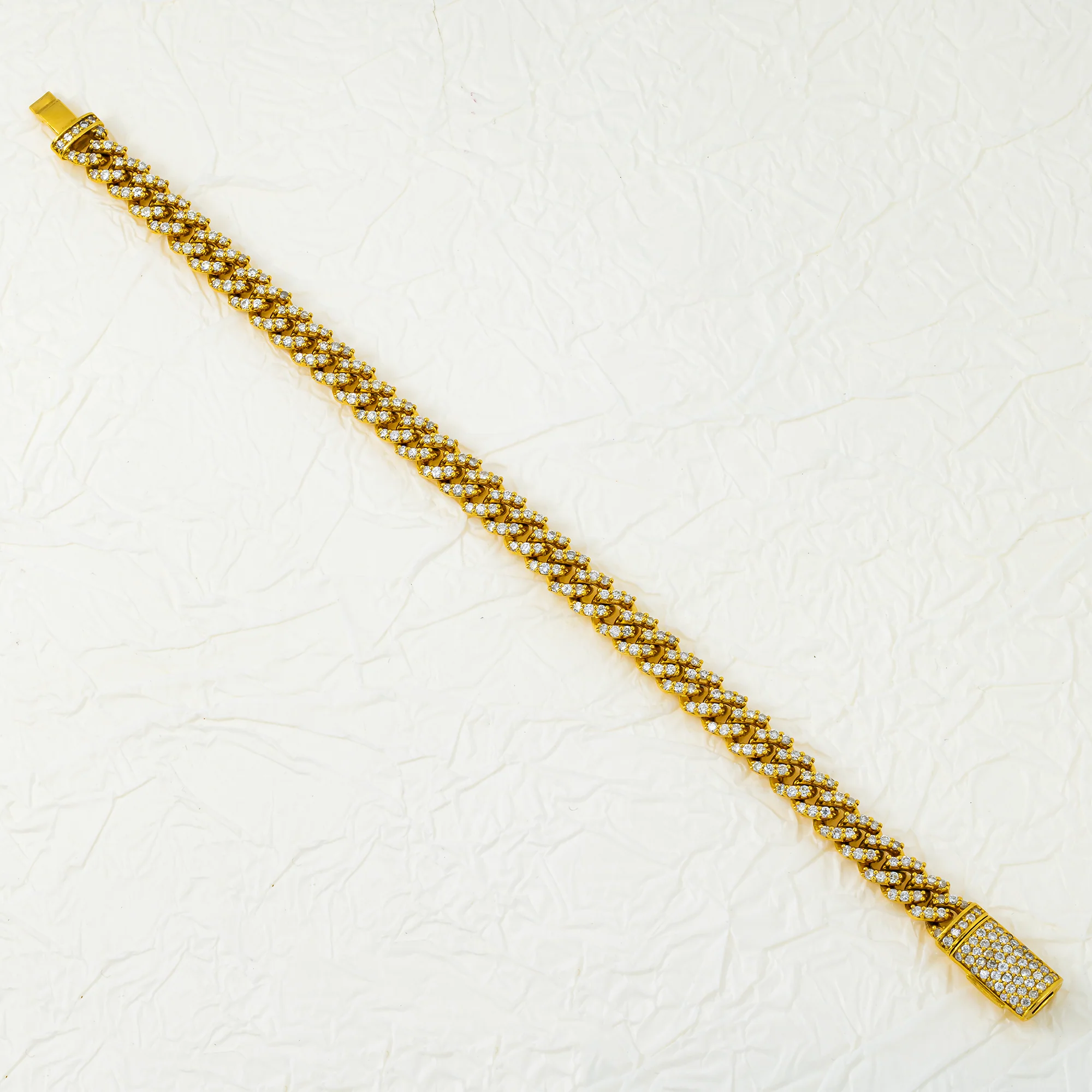 14K Yellow Gold 8mm Round Diamond Cuban Link Bracelet 5.58ct - Image 3