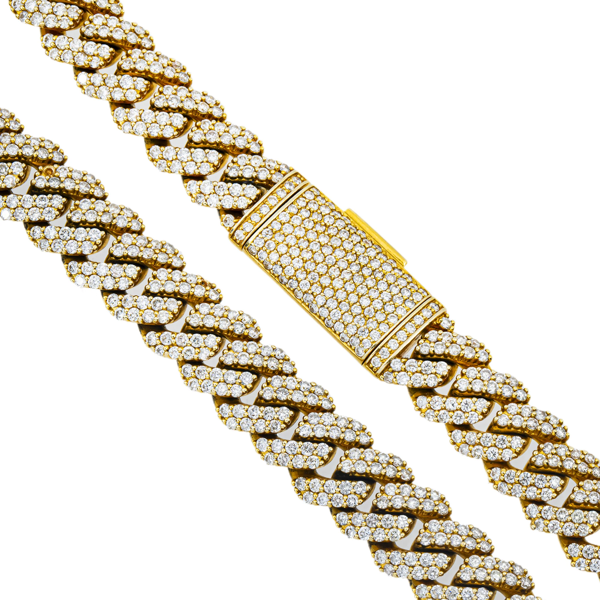 14K Yellow Gold Round Diamond Cuban Link Chain 34.0ct - Image 4