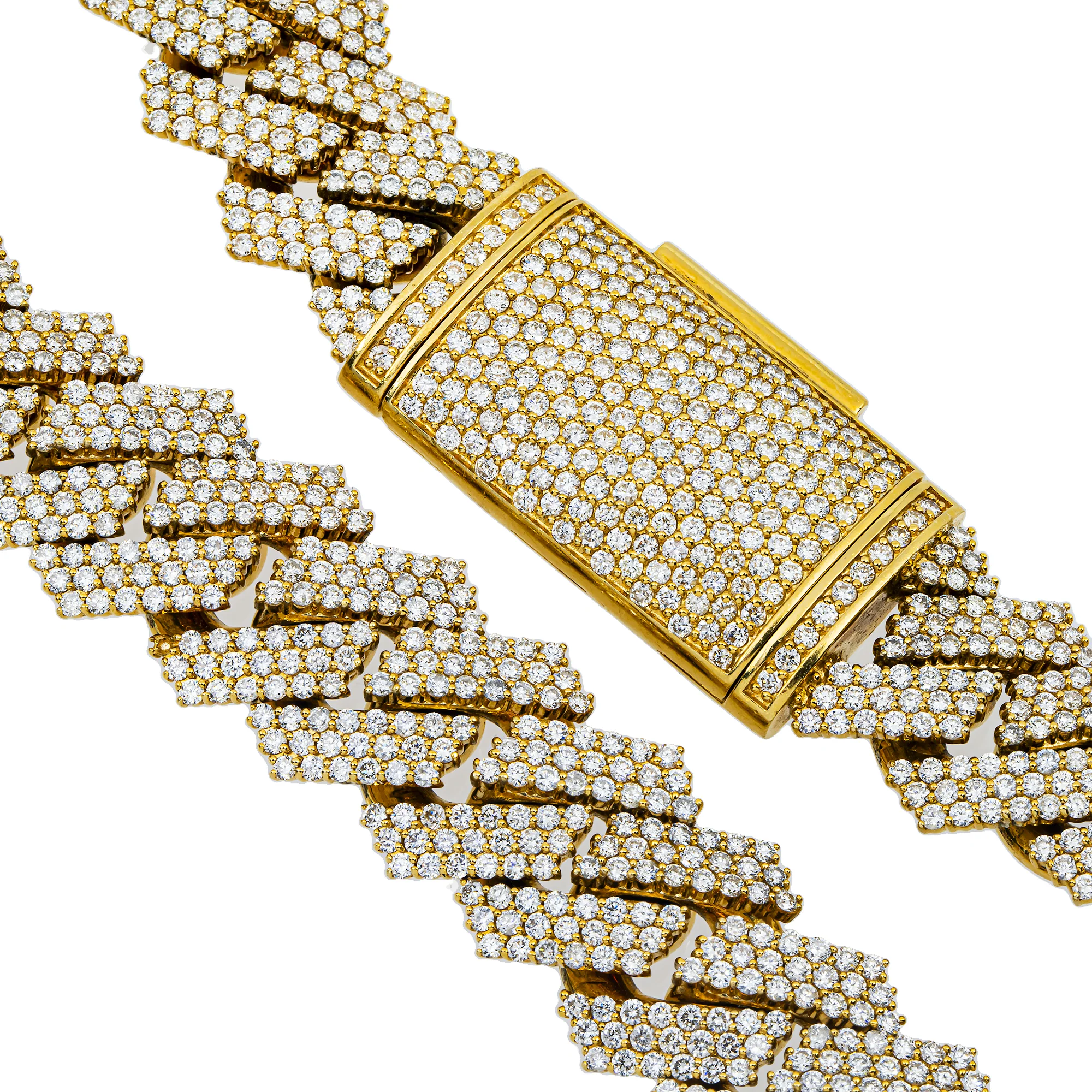 14K Yellow Gold Round Diamond Cuban Link Chain 57.0ct - Image 4