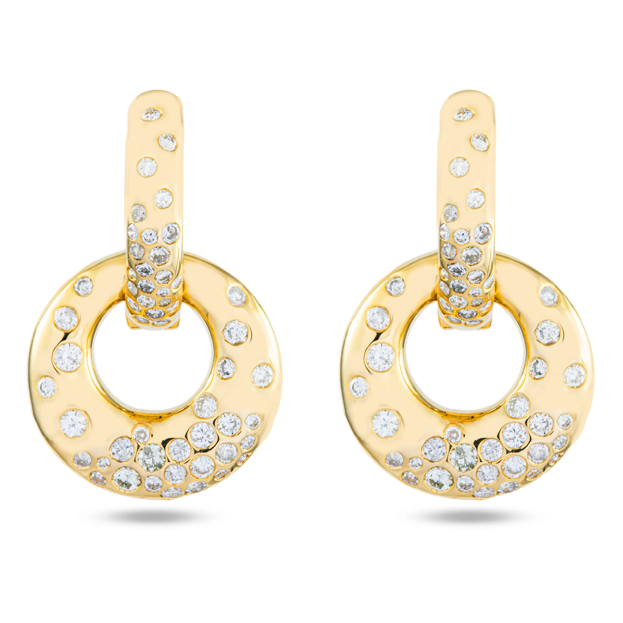 14K Yellow Gold Round Diamond Drop Earrings 1.55ctw