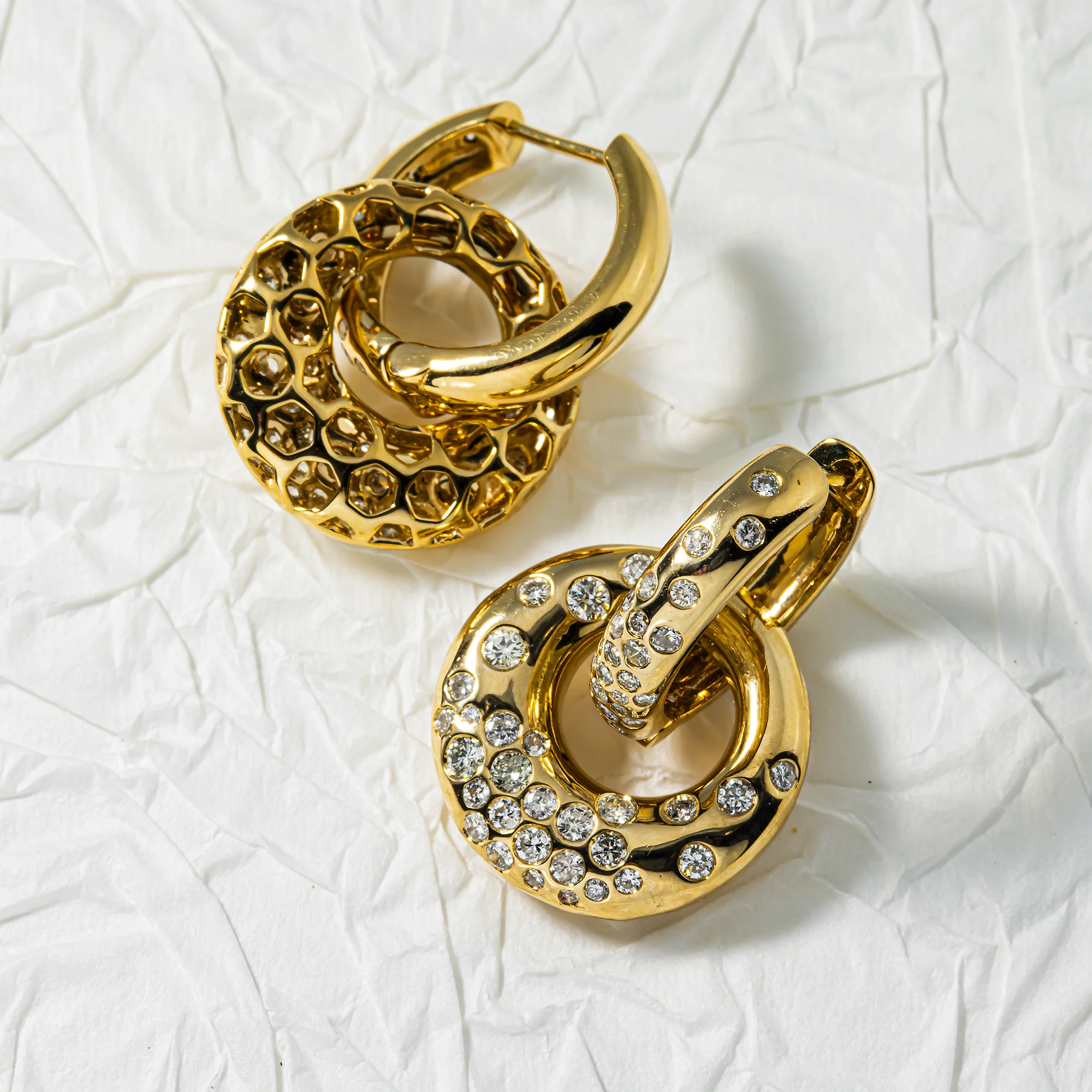 14K Yellow Gold Round Diamond Drop Earrings 1.55ctw - Image 3