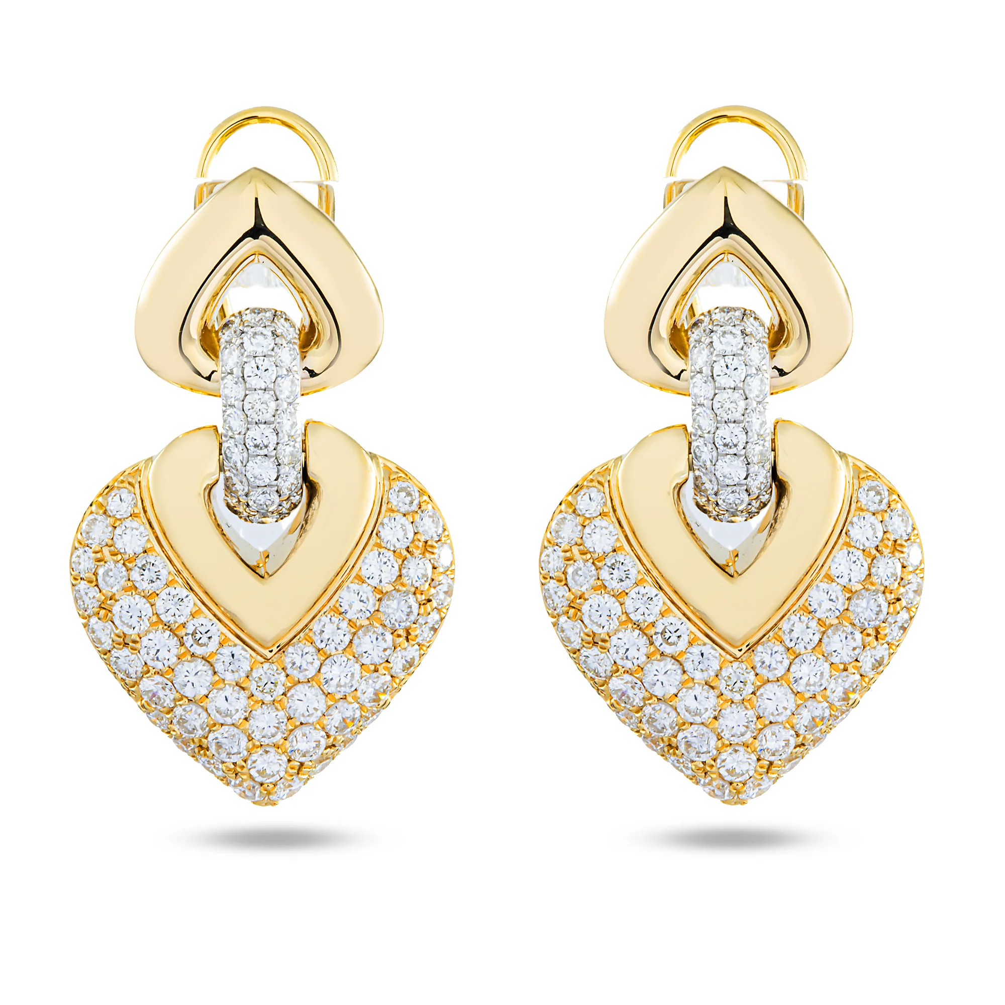 14K Yellow Gold Round Diamond Drop Earrings 2.36ctw