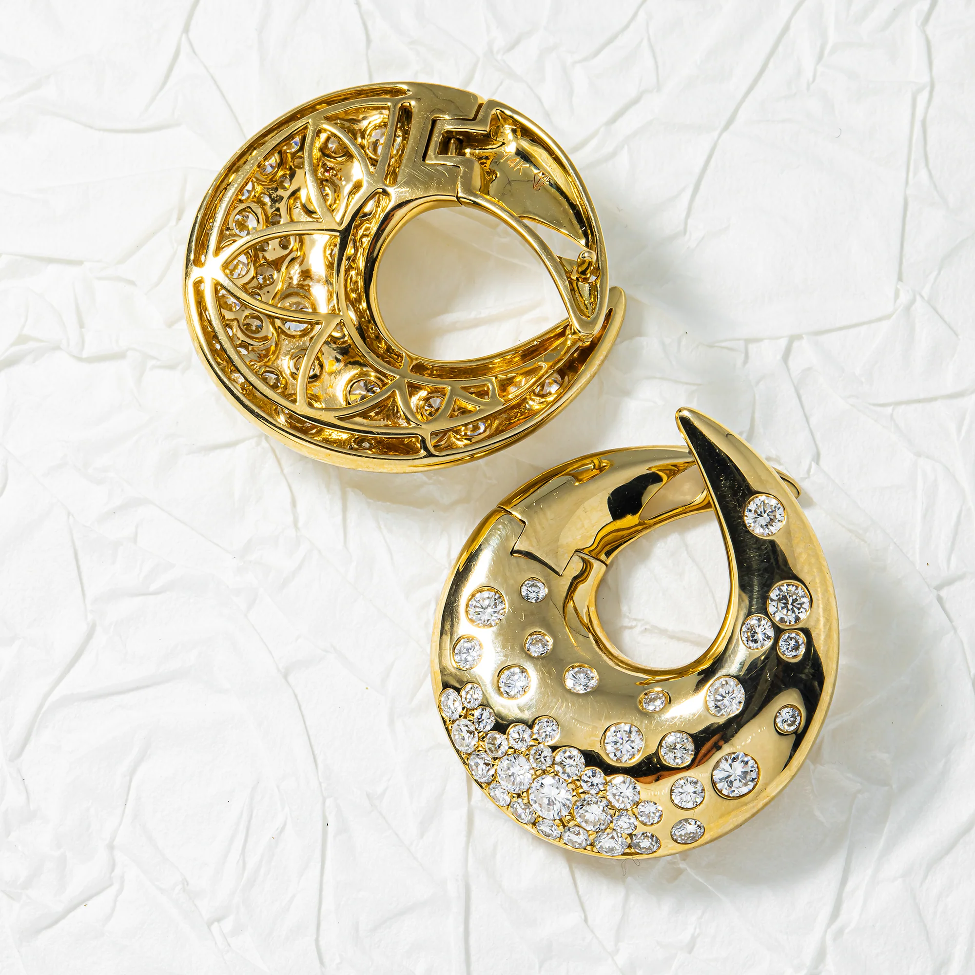 14K Yellow Gold Round Diamond Drop Earrings 2.43ctw - Image 3