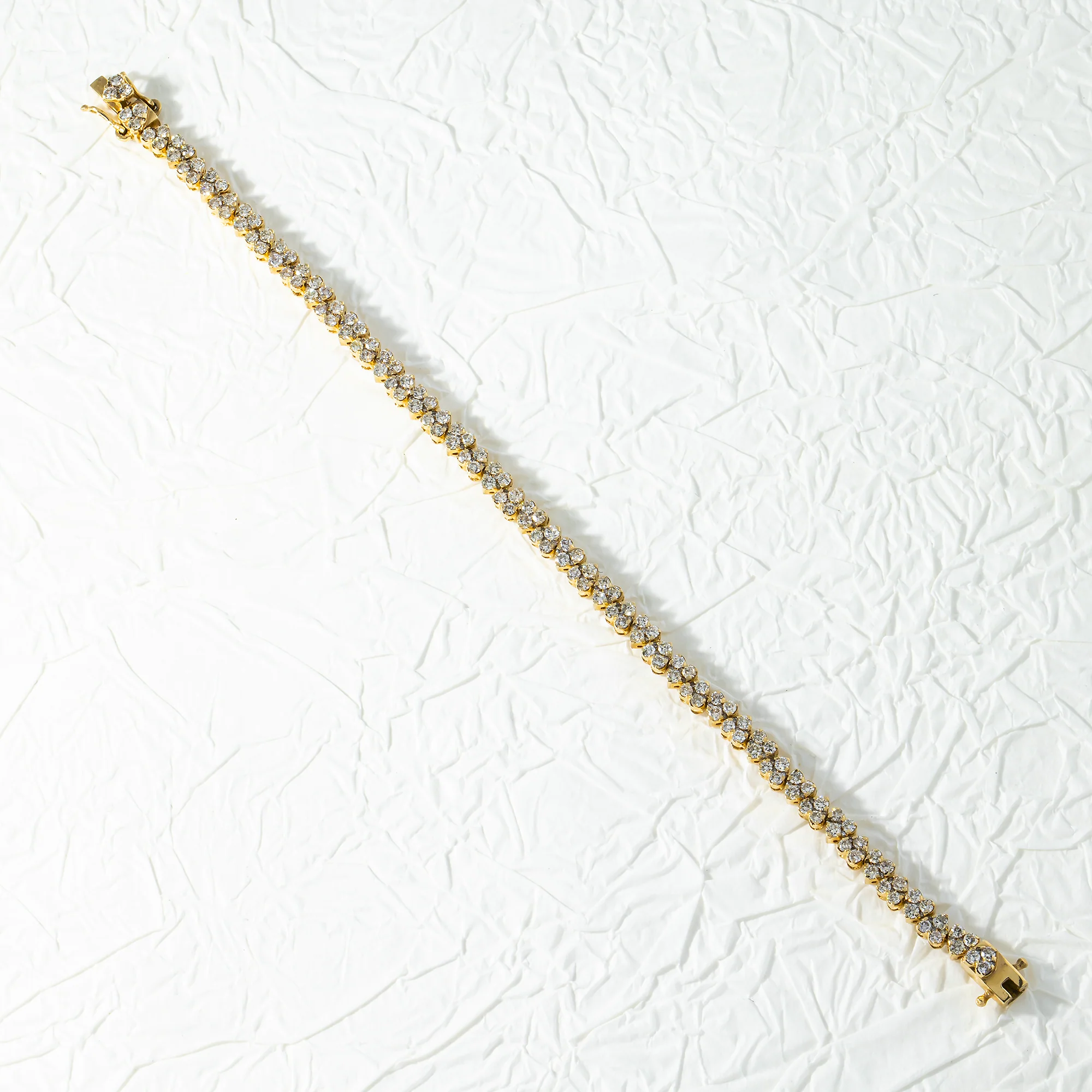 14K Yellow Gold Round Diamond Heart Shaped Bracelet 4.37ct - Image 3