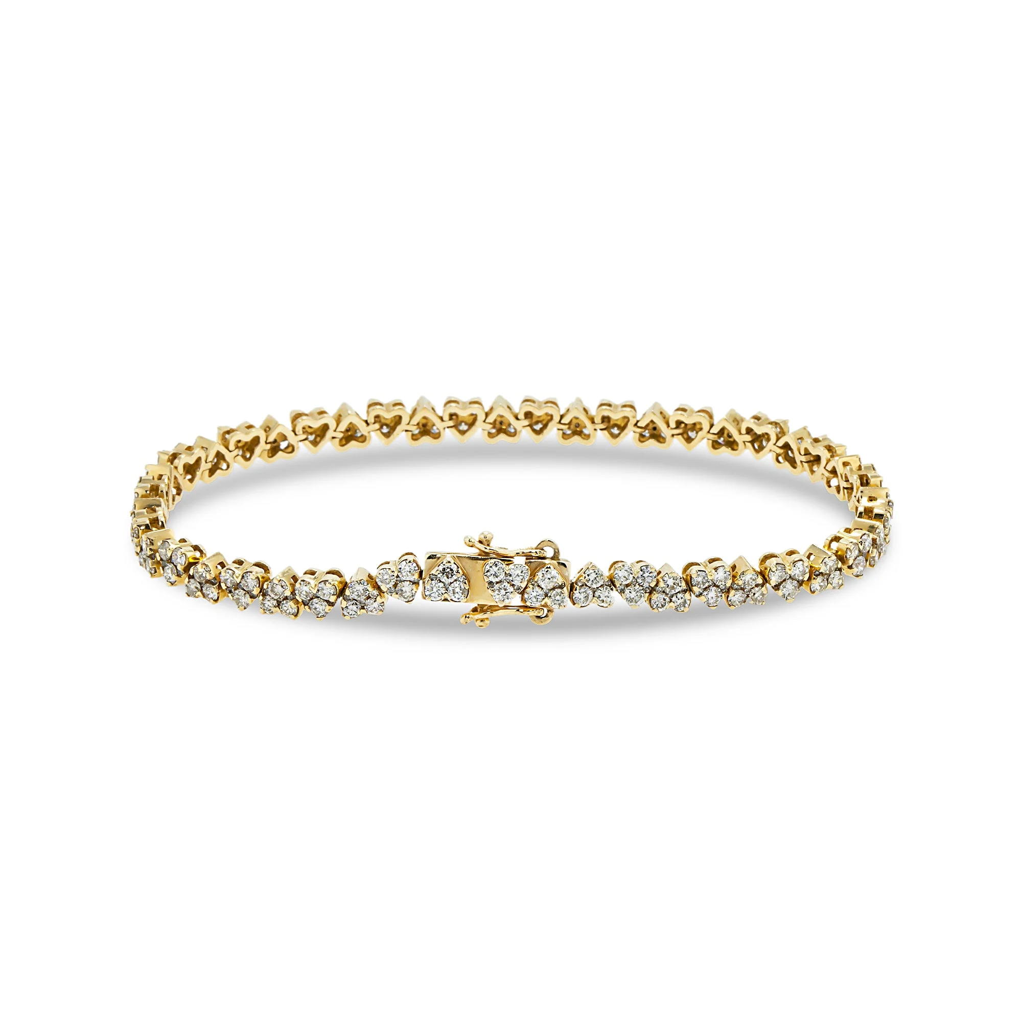 14K Yellow Gold Round Diamond Heart Shaped Bracelet 4.37ct - Image 4