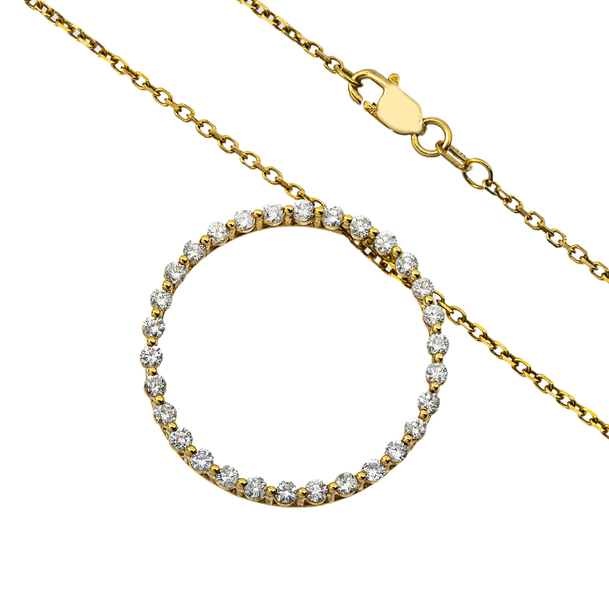 14K Yellow Gold Round Diamond Karma Circle Drop Necklace 1.0ct - Image 3