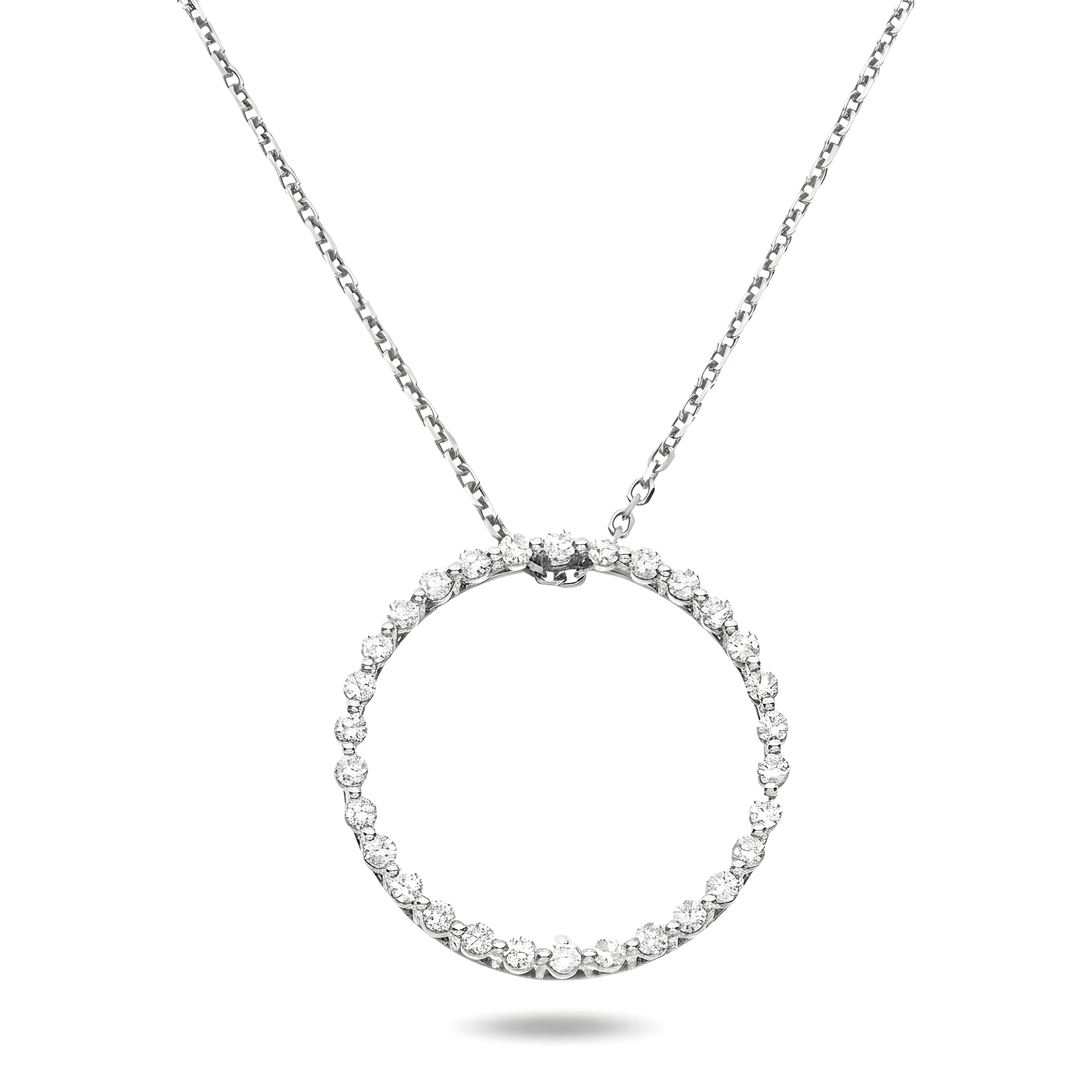 14K Yellow Gold Round Diamond Karma Circle Drop Necklace 1.0ct - Image 4