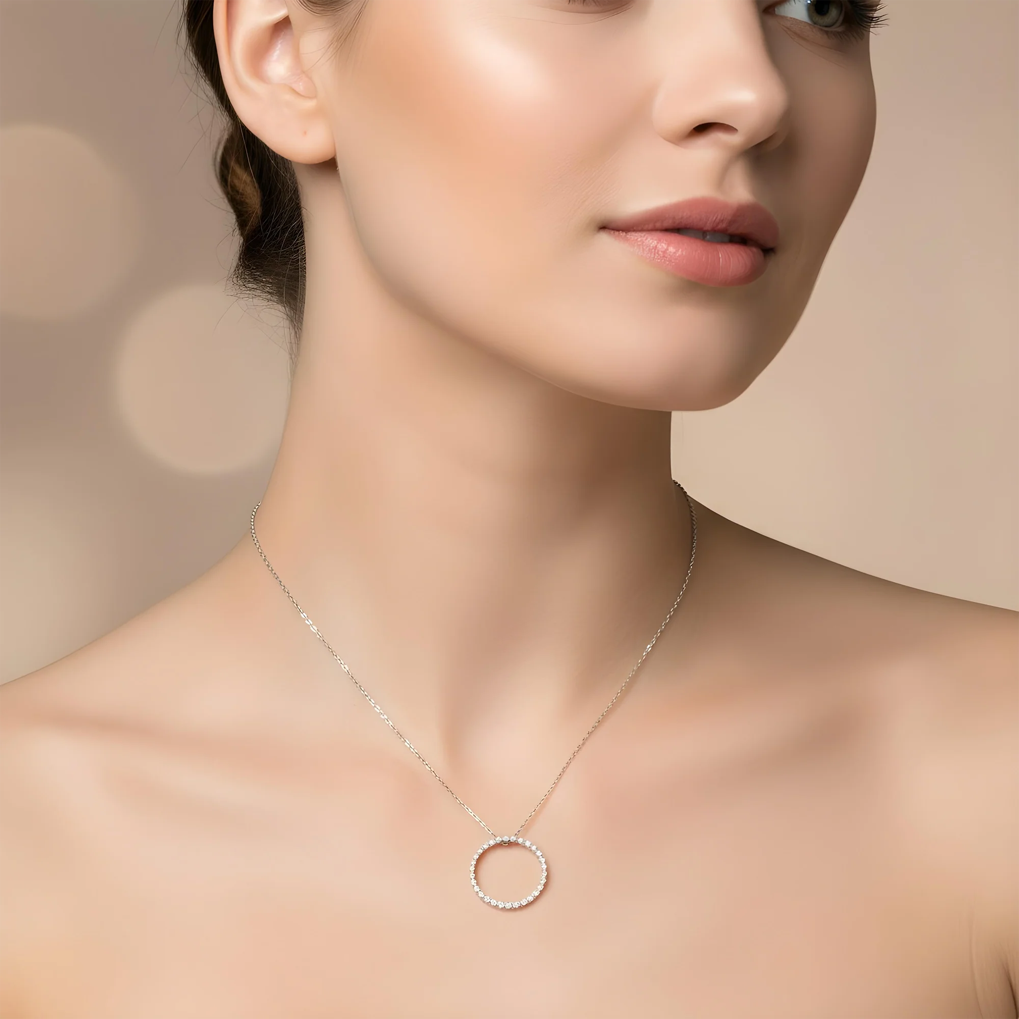 14K Yellow Gold Round Diamond Karma Circle Drop Necklace 1.0ct - Image 5