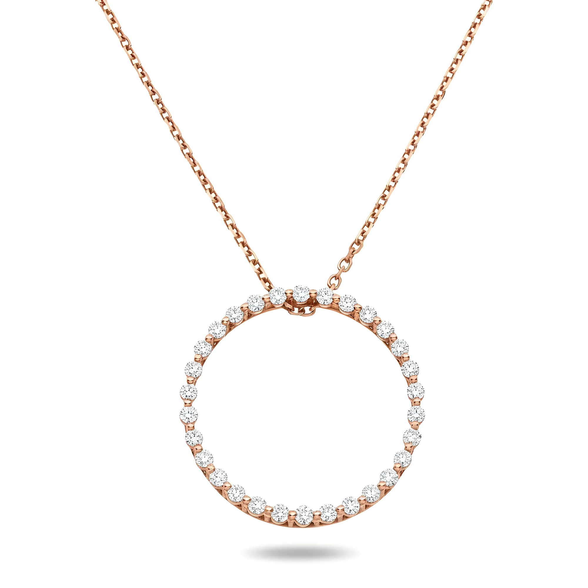 14K Yellow Gold Round Diamond Karma Circle Drop Necklace 1.0ct - Image 7
