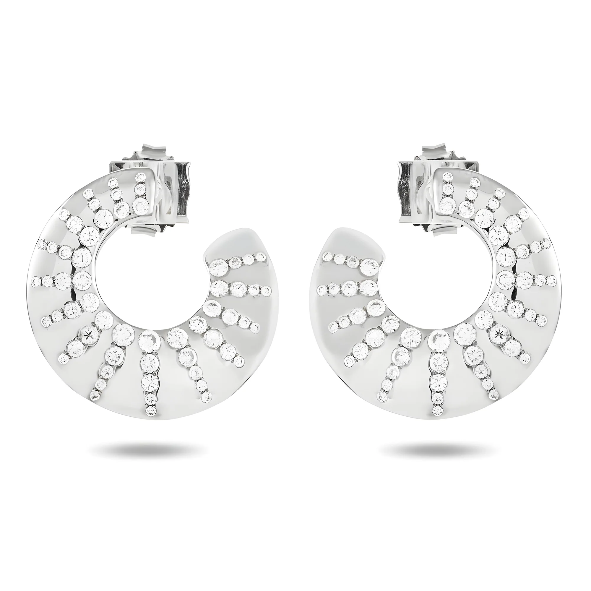 14K Yellow Gold Round Diamond Open Hoop Earrings 0.98ctw - Image 7