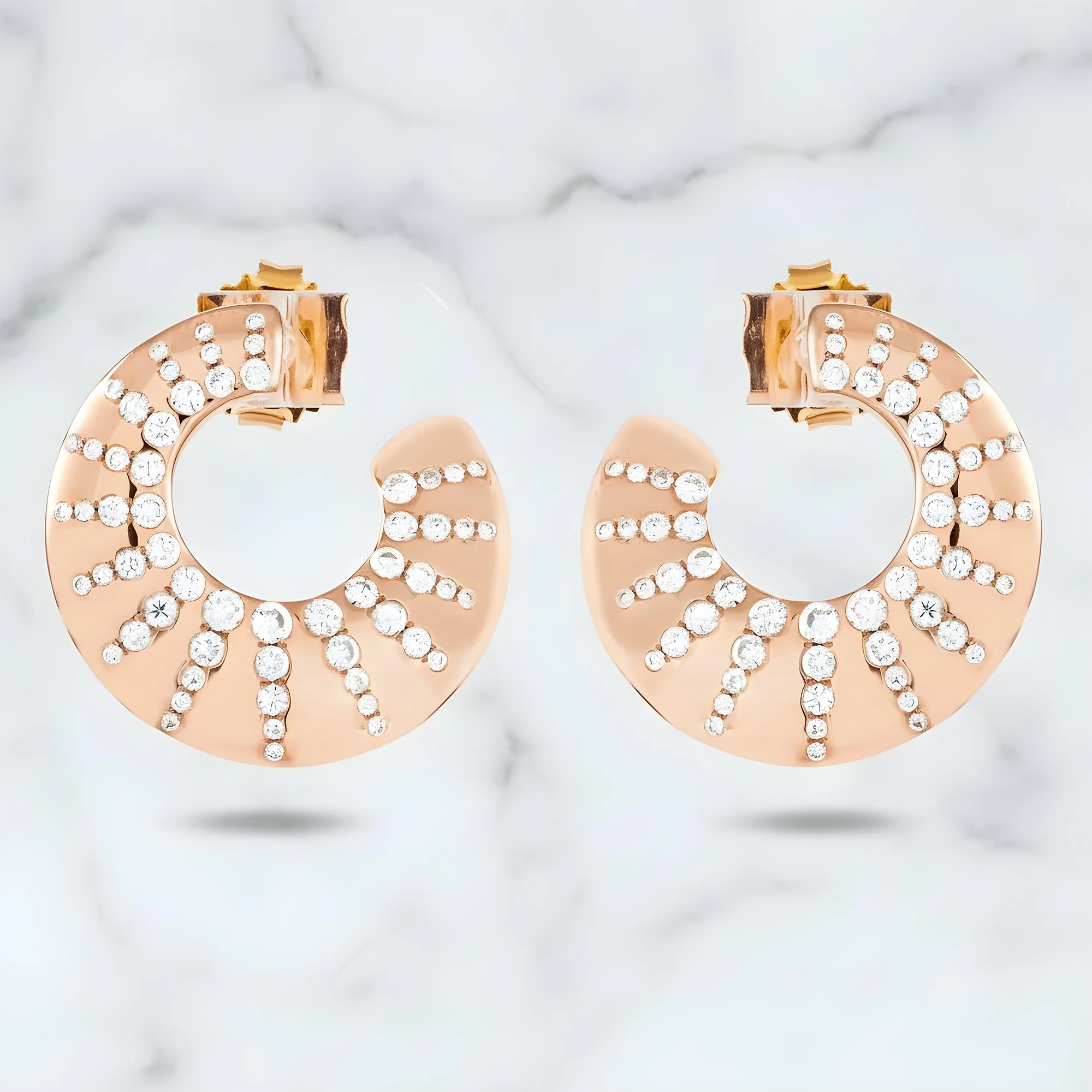 14K Yellow Gold Round Diamond Open Hoop Earrings 0.98ctw - Image 8