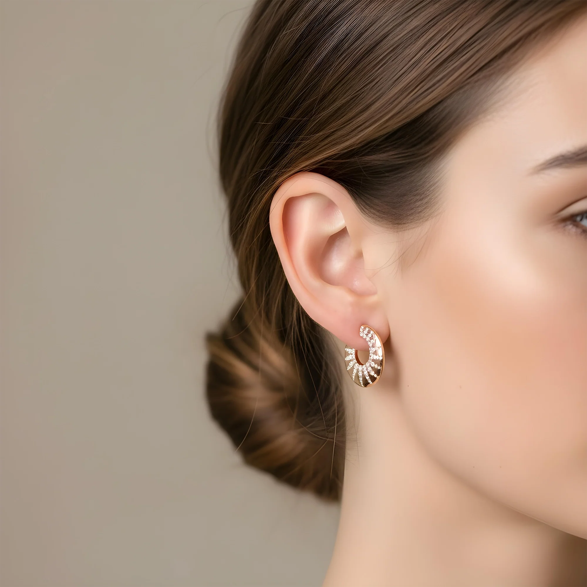 14K Yellow Gold Round Diamond Open Hoop Earrings 0.98ctw - Image 9