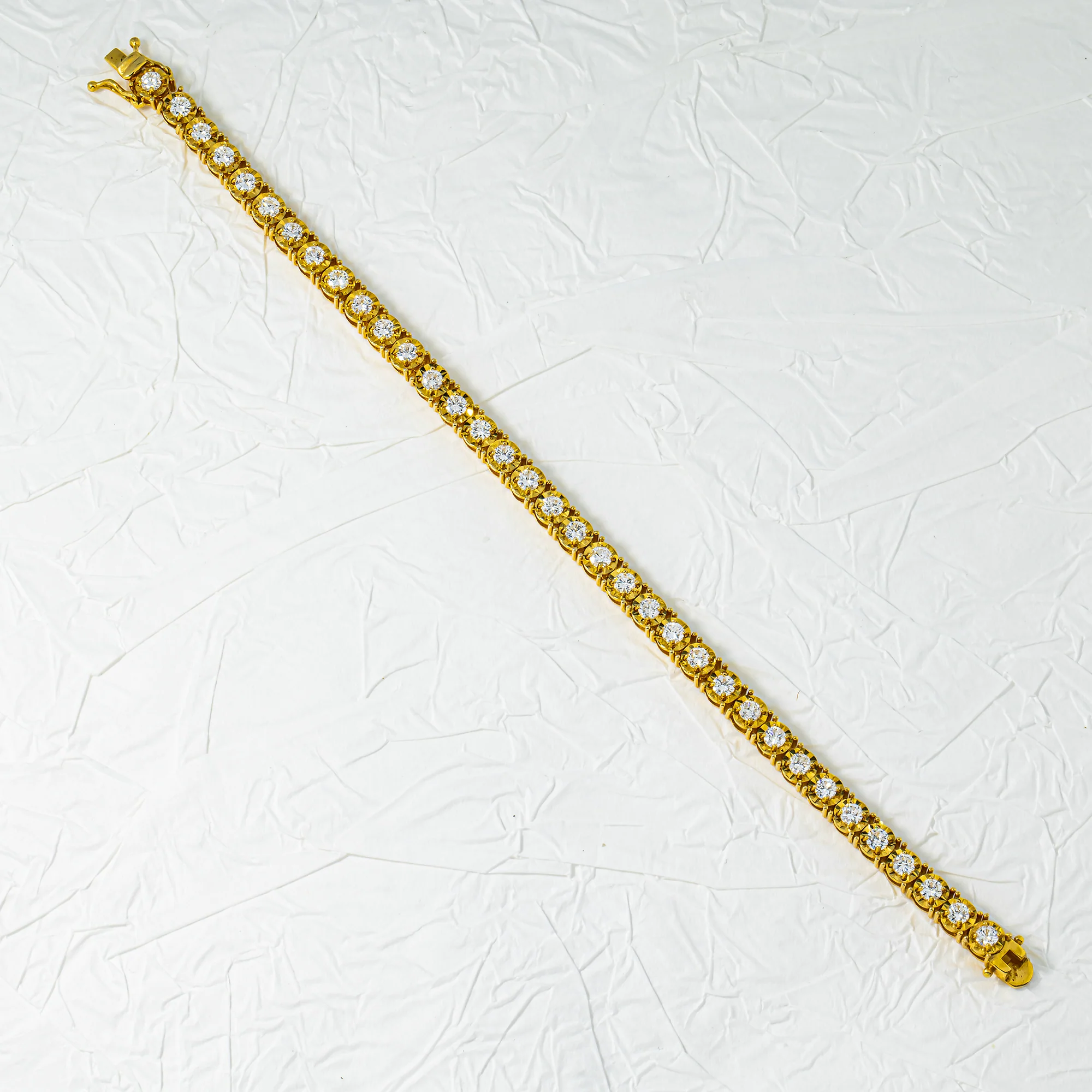 14K Yellow Gold Round Diamond Tennis Bracelet 4.10ct - Image 3