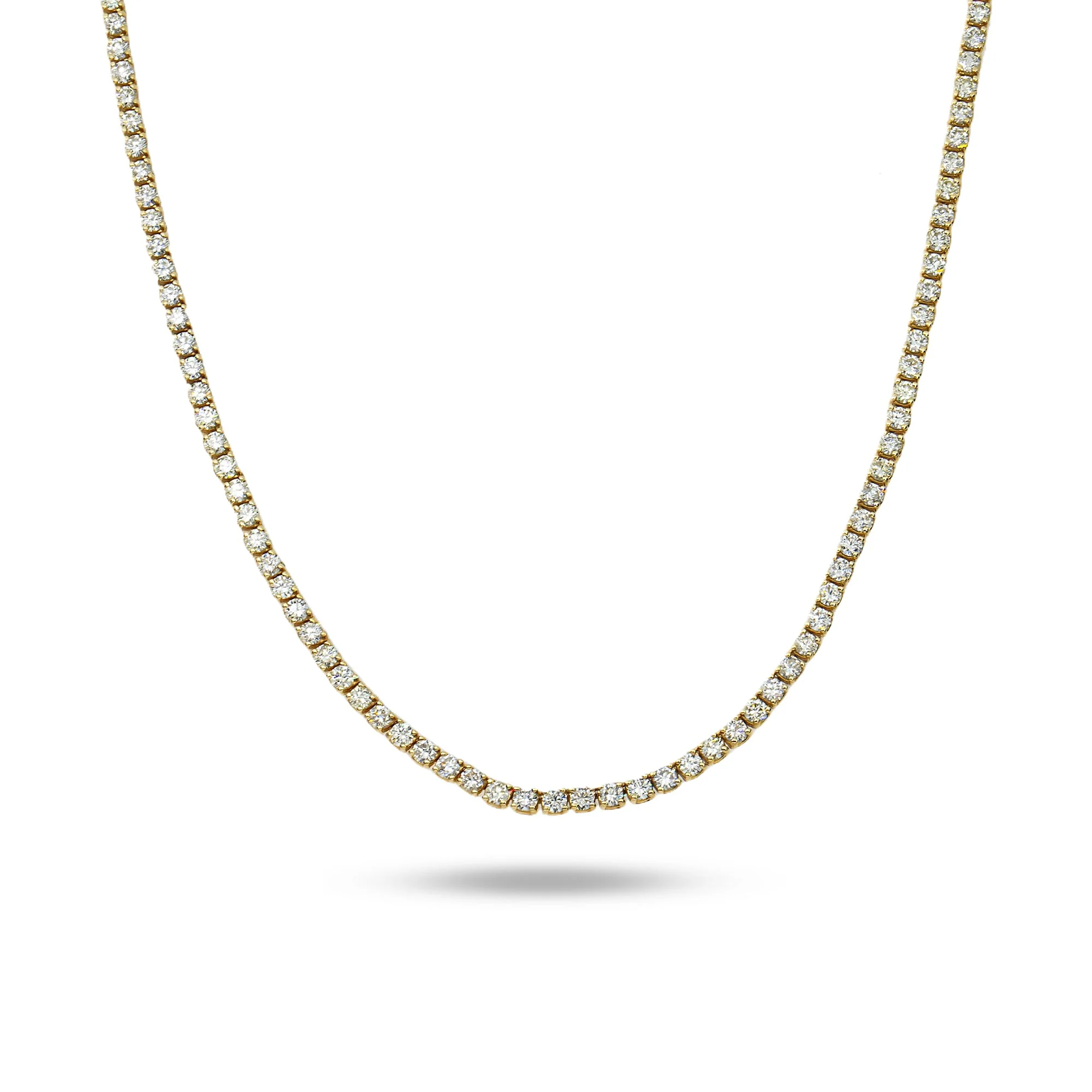 14K Yellow Gold Round Diamond Tennis Chain 18.83ct (16"-24")