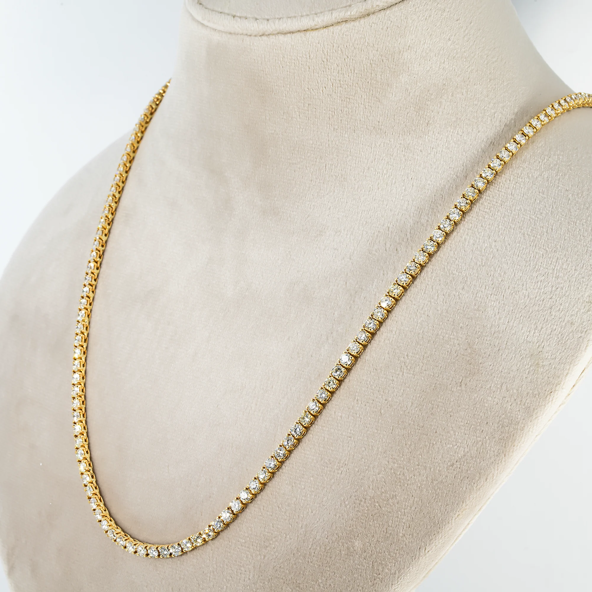 14K Yellow Gold Round Diamond Tennis Chain 18.83ct (16"-24") - Image 2