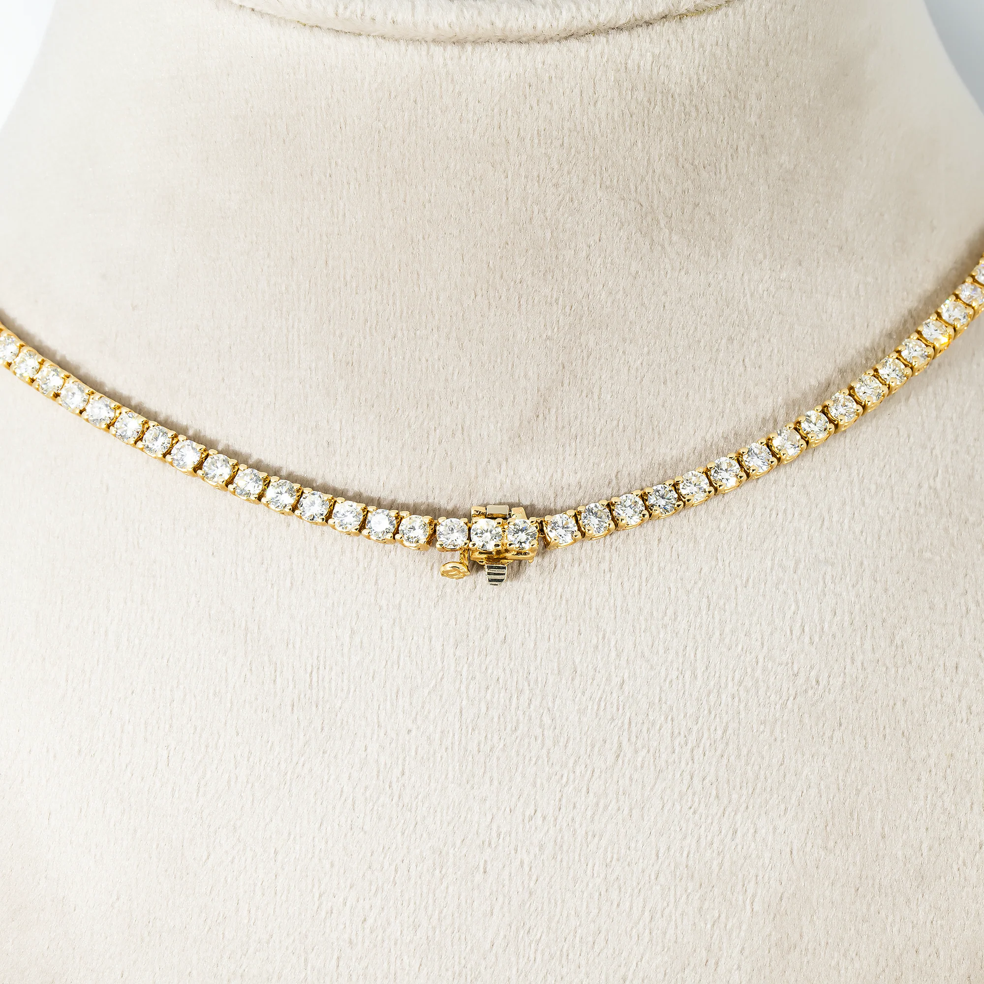 14K Yellow Gold Round Diamond Tennis Chain 18.83ct (16"-24") - Image 3