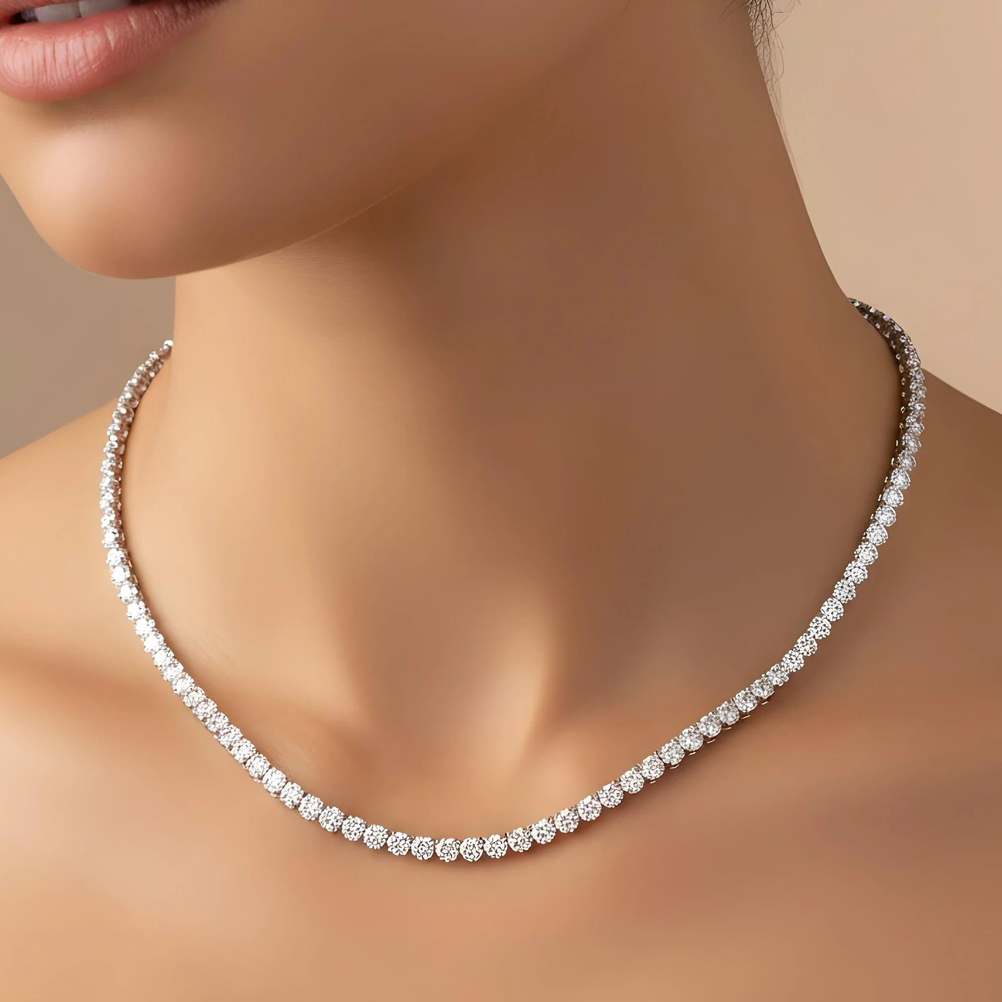 14K Yellow Gold 3-prong Round Diamond Tennis Chain 47.10ct - Image 5