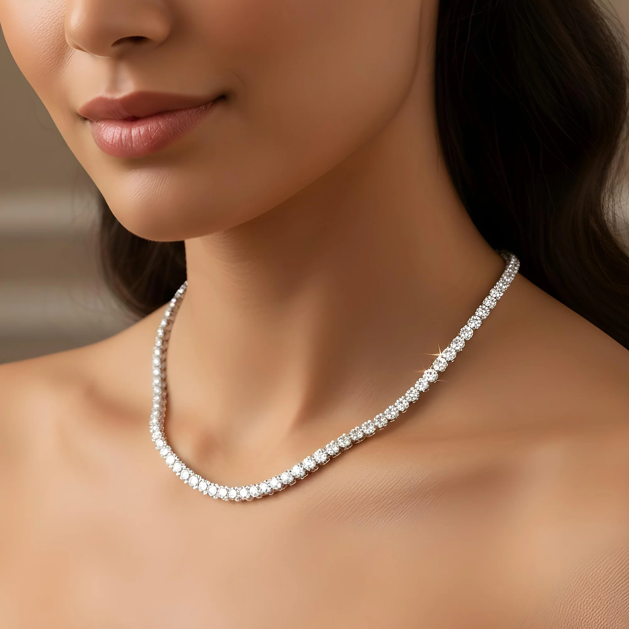 14K Yellow Gold 3-prong Round Diamond Tennis Chain 47.10ct - Image 6