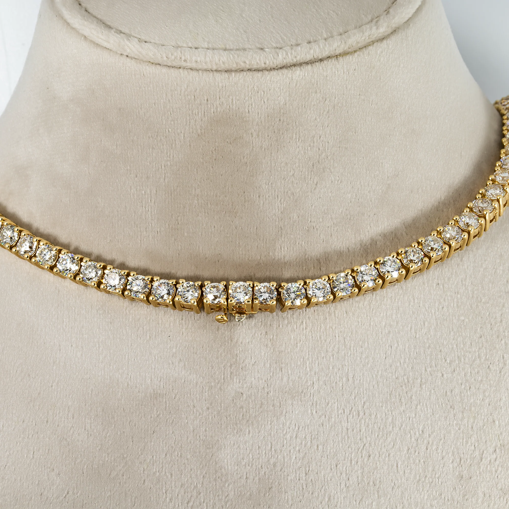14K Yellow Gold Round Diamond Tennis Chain 53.50ct - Image 3