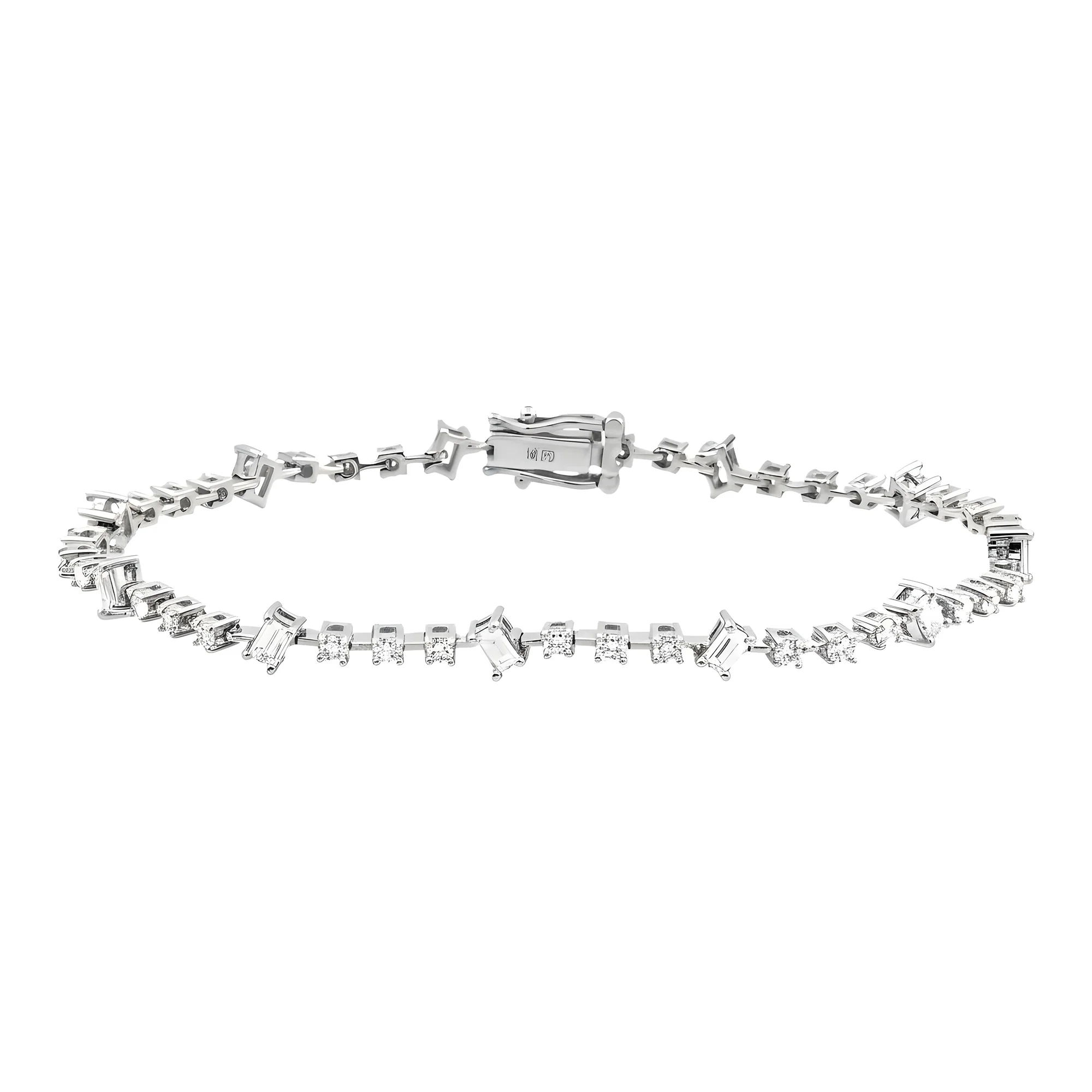 14K Yellow Gold Round & Emerald Cut Diamond Satellite Bracelet 2.49ct - Image 5