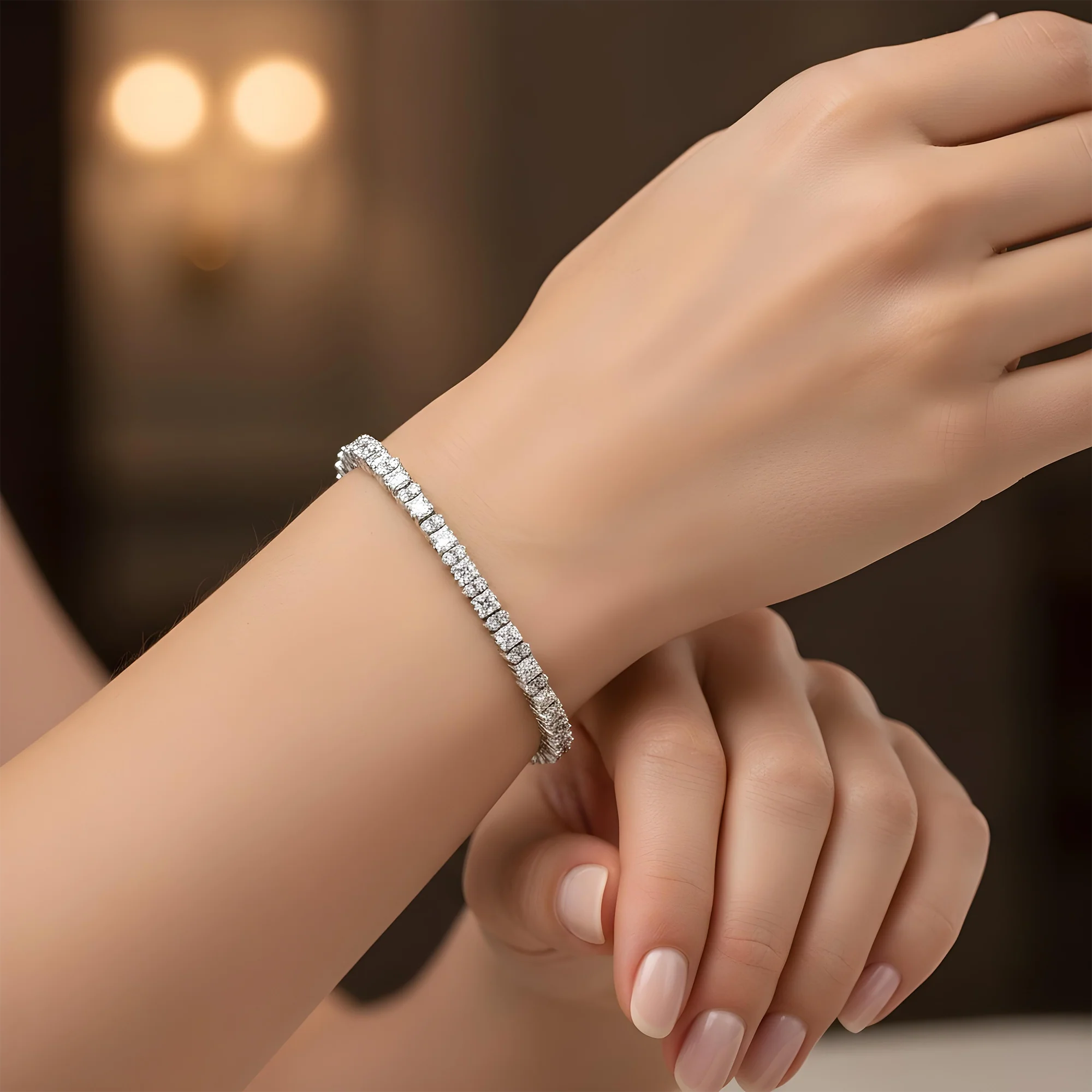 14K Yellow Gold Round & Princess Cut Diamond Tennis Bracelet 7.1ct - Image 6