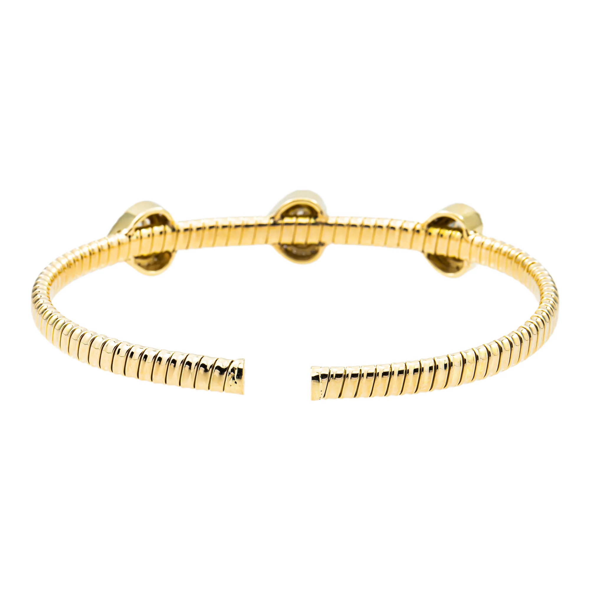 14K Yellow Gold Heart Cut Diamond Satellite Bangle Bracelet 1.87ct - Image 3
