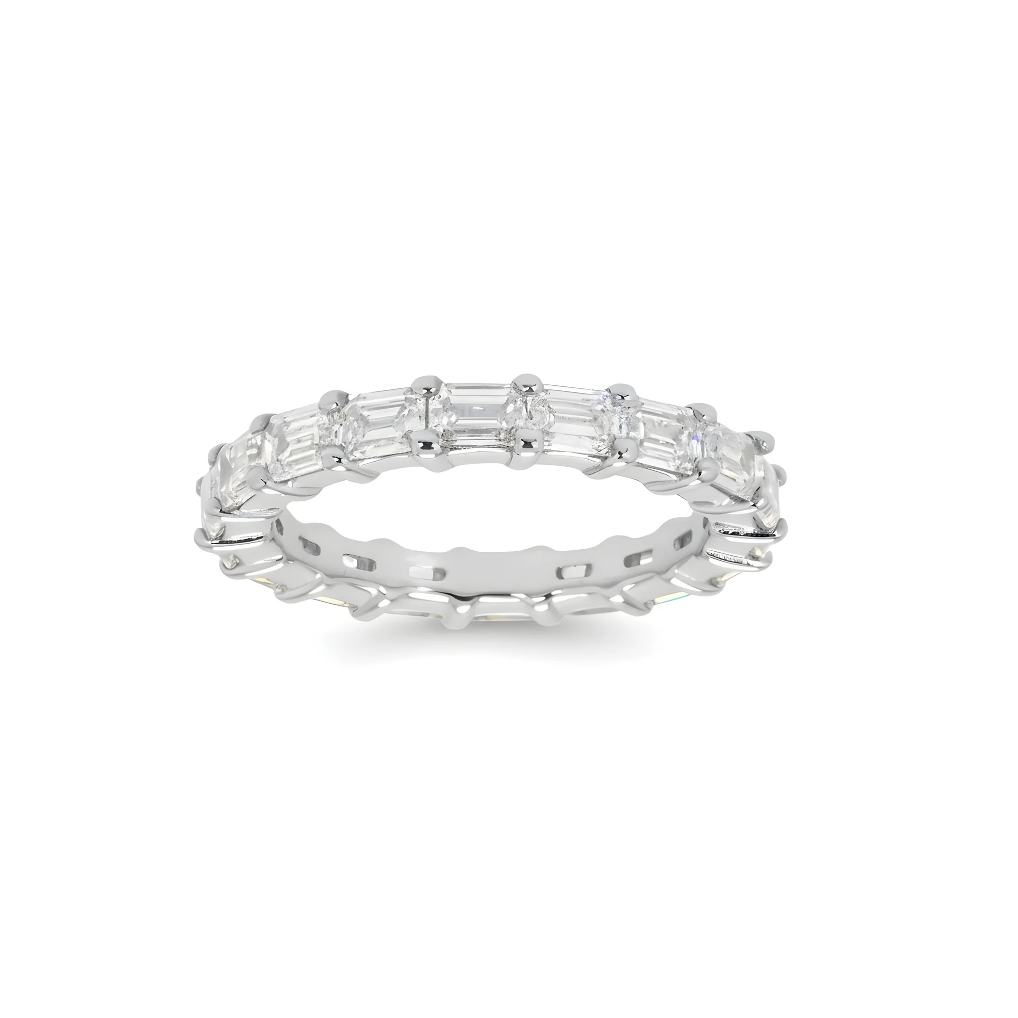 14K Yellow Gold Horizontal Emerald Diamond Eternity Ring 2.88ct (size 6.25) - Image 5