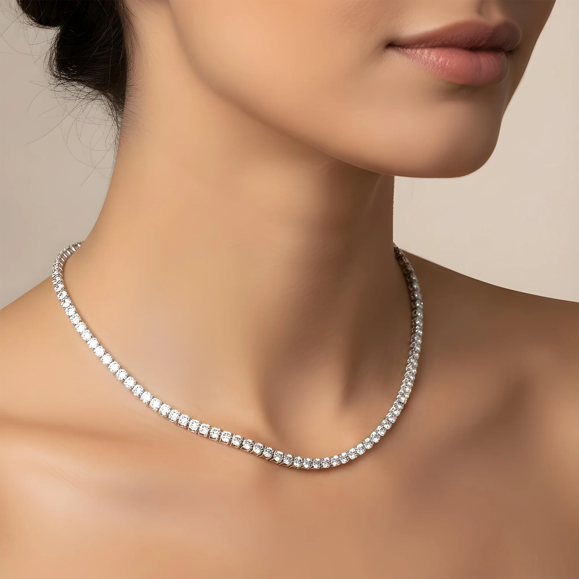 14K White Gold Round Diamond Tennis Chain 11.50ct (16"-20") - Image 6