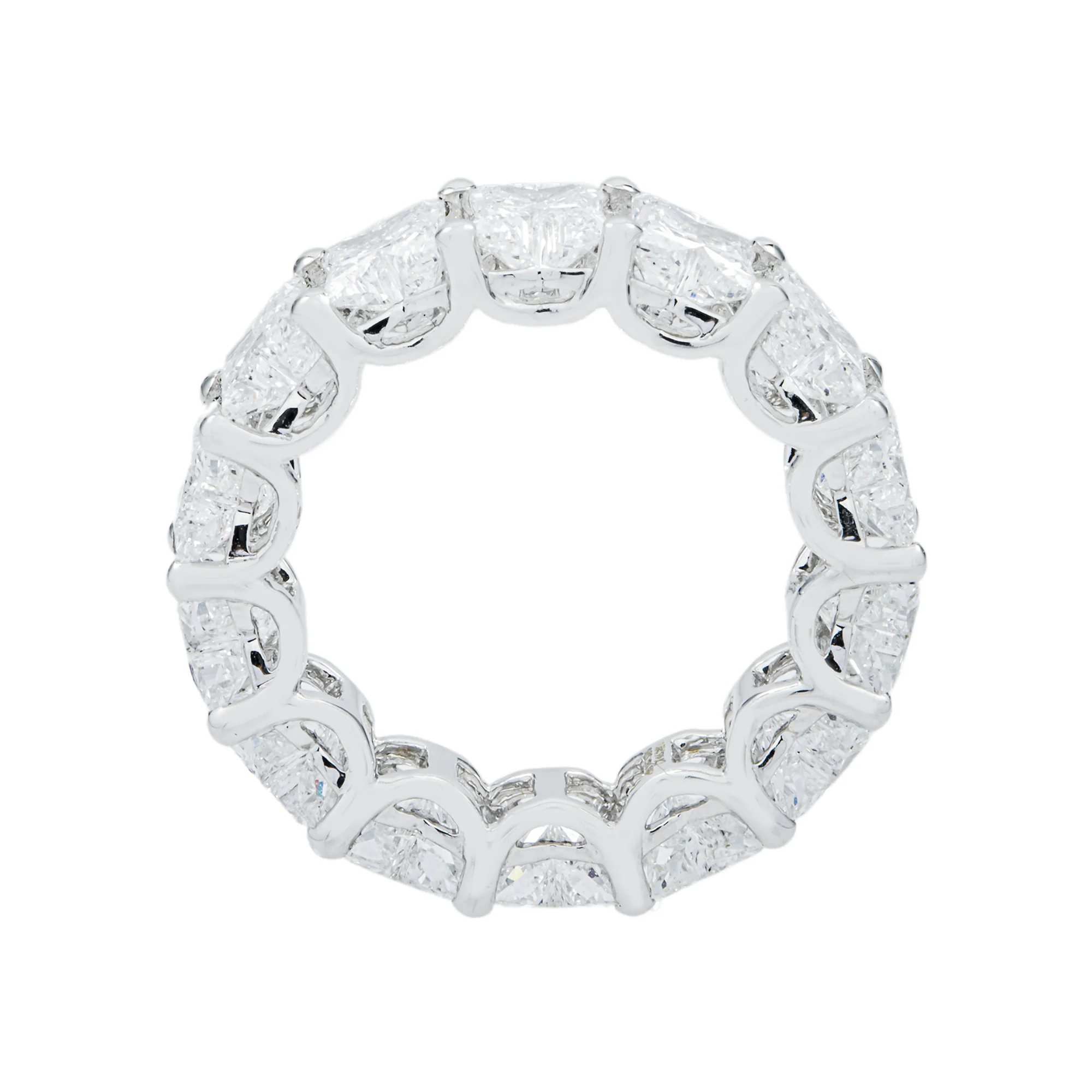 14K White Gold "LV" Cut Diamond Eternity Ring 7.38ct (Size 6) - Image 4