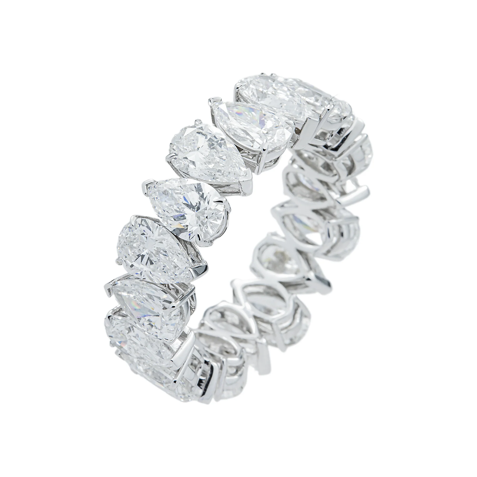 14K White Gold Pear Cut Diamond Eternity Ring 9.52ct (size 8.5) - Image 3