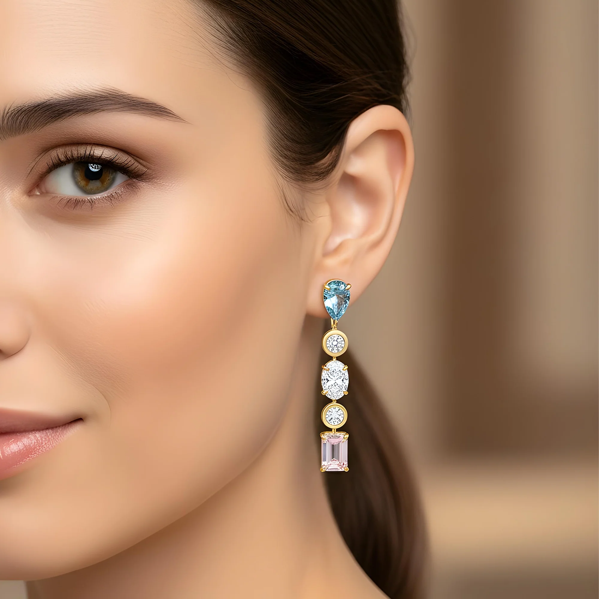 14K White Gold Fancy Blue & Pink Diamond Drop Earrings 8.24ctw - Image 5