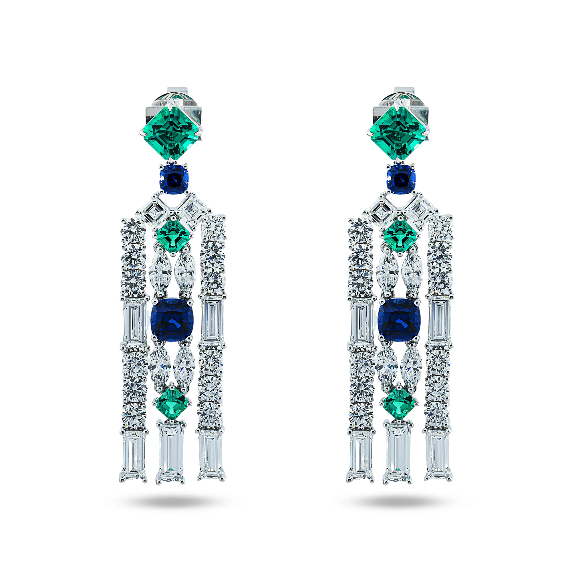 18K White Gold Gemstone & Diamond Drop Earrings 19.76ct