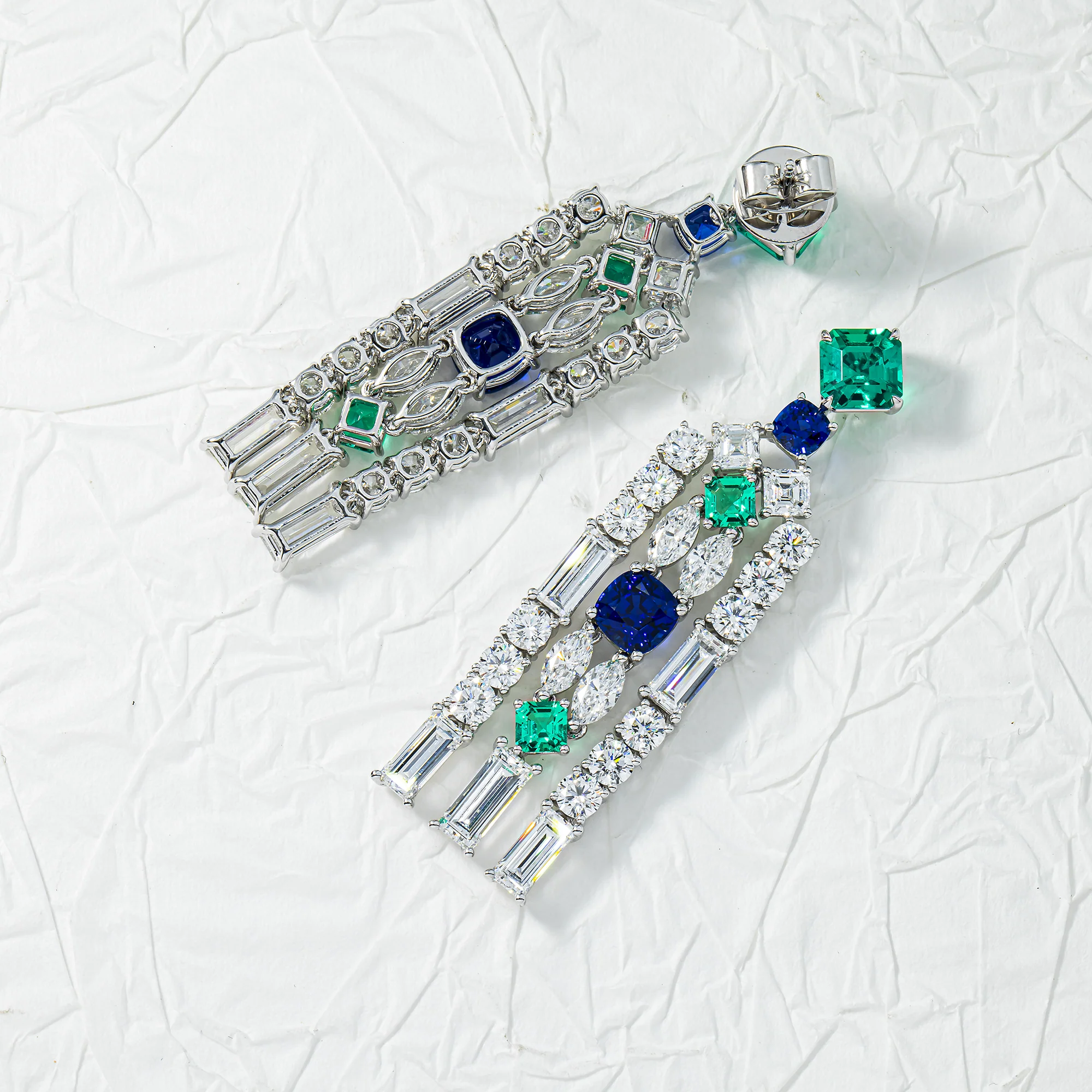 18K White Gold Gemstone & Diamond Drop Earrings 19.76ct - Image 3