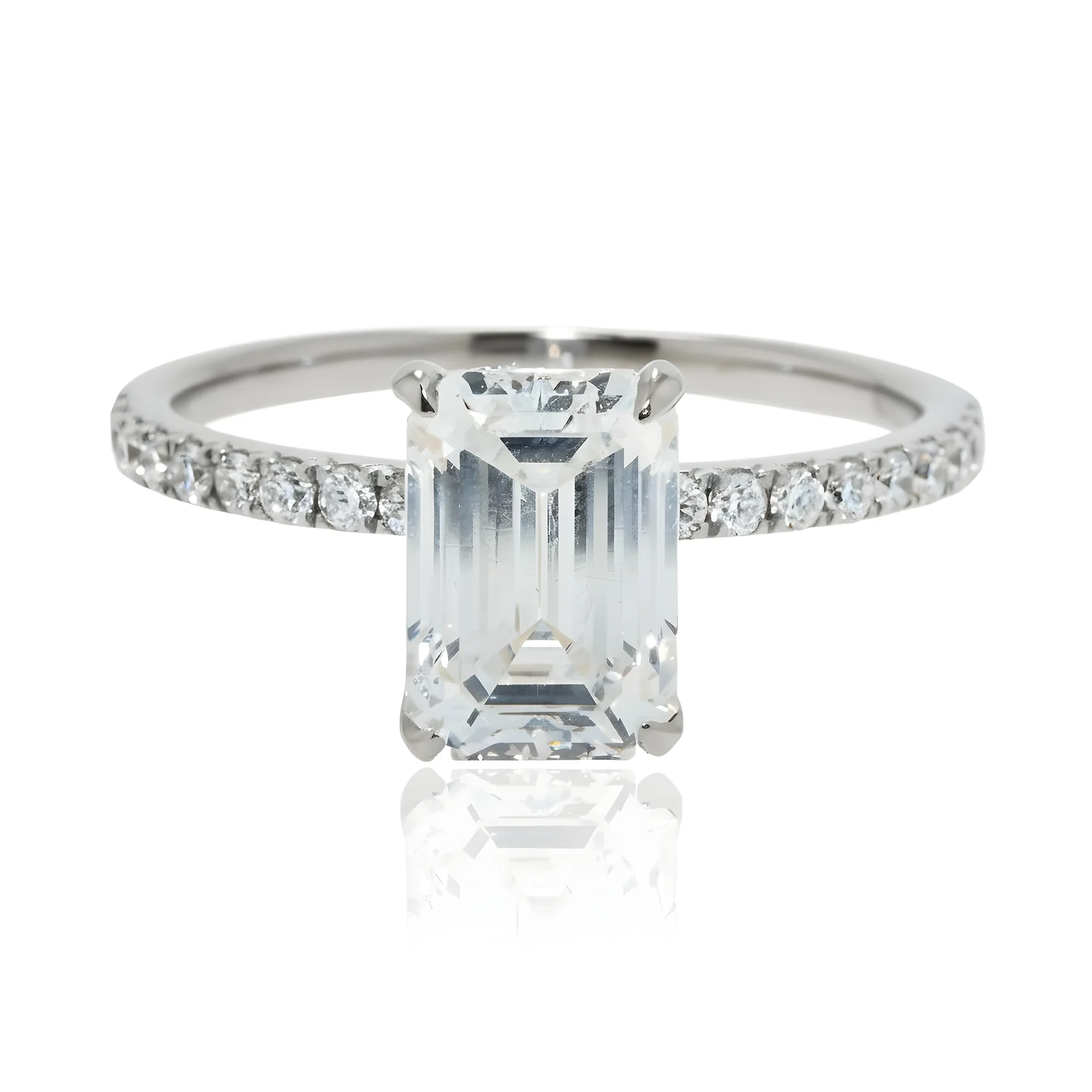 18K Rose Gold 2.02ct Emerald Cut Diamond Engagement Ring 2.34ctw - Image 3