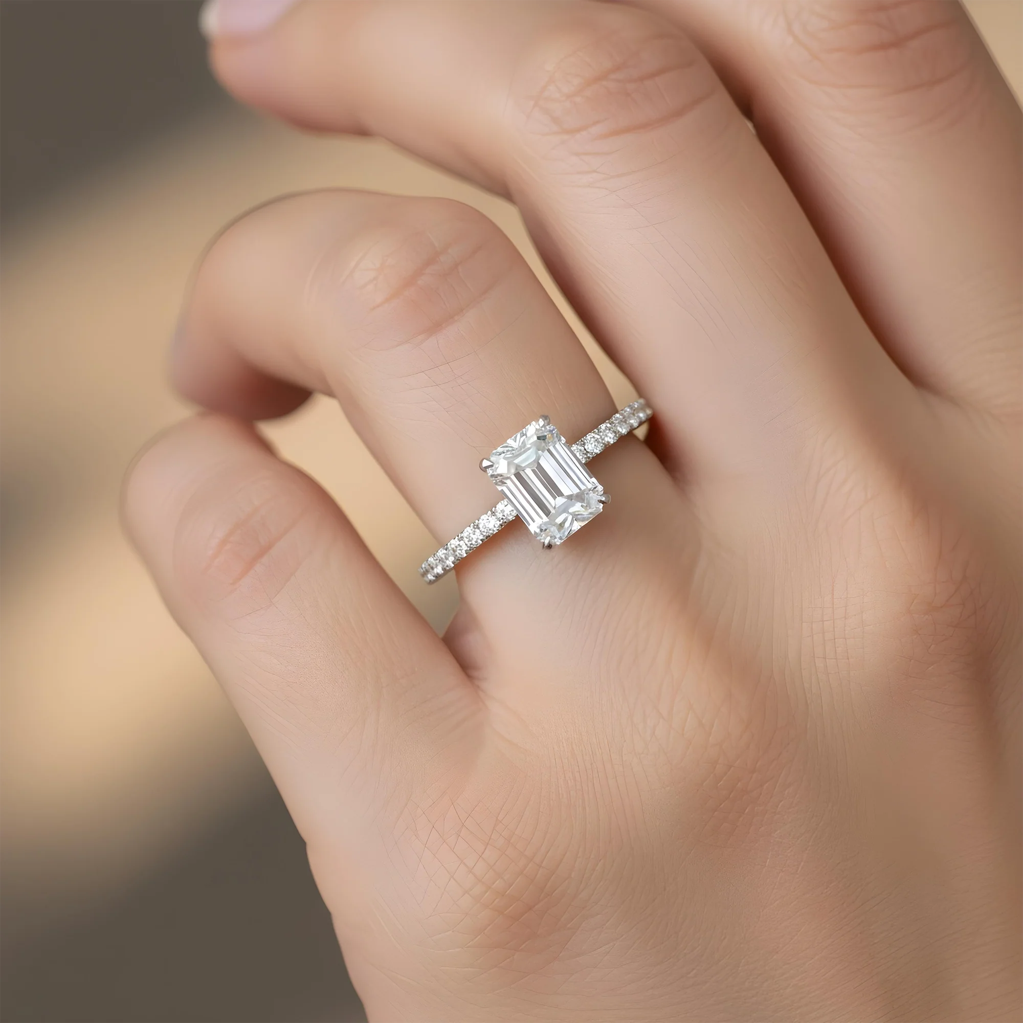 18K Rose Gold 2.02ct Emerald Cut Diamond Engagement Ring 2.34ctw - Image 4