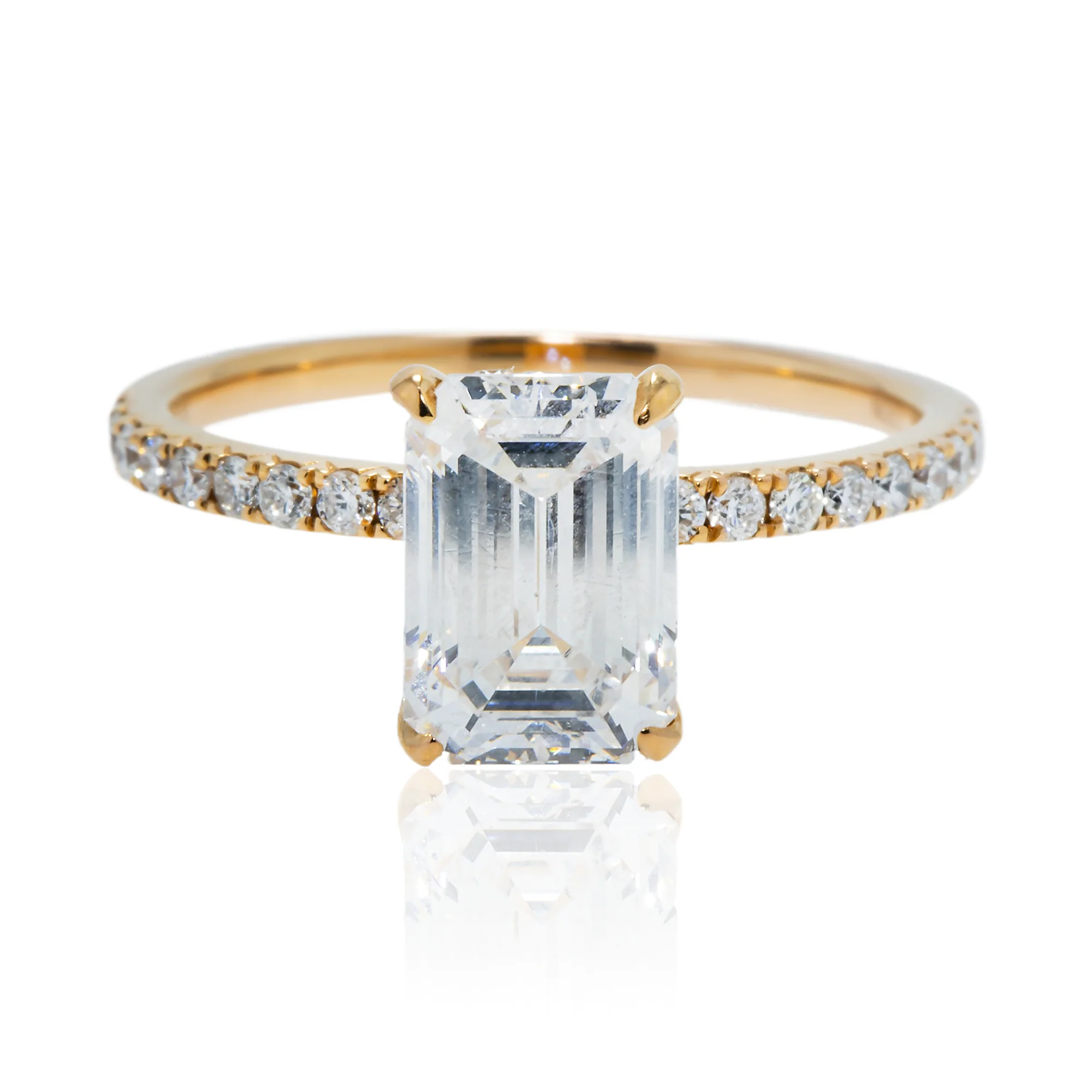 18K Rose Gold 2.02ct Emerald Cut Diamond Engagement Ring 2.34ctw - Image 6
