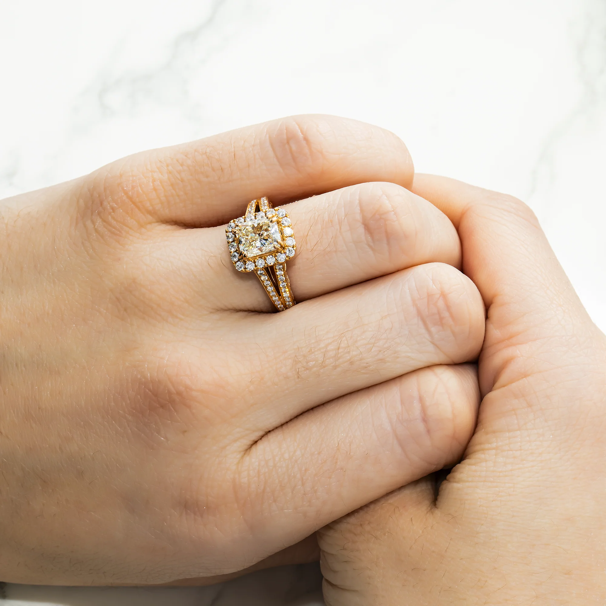18K Rose Gold 2.0ct Radiant Cut Diamond Engagement Ring 2.65ctw - Image 2