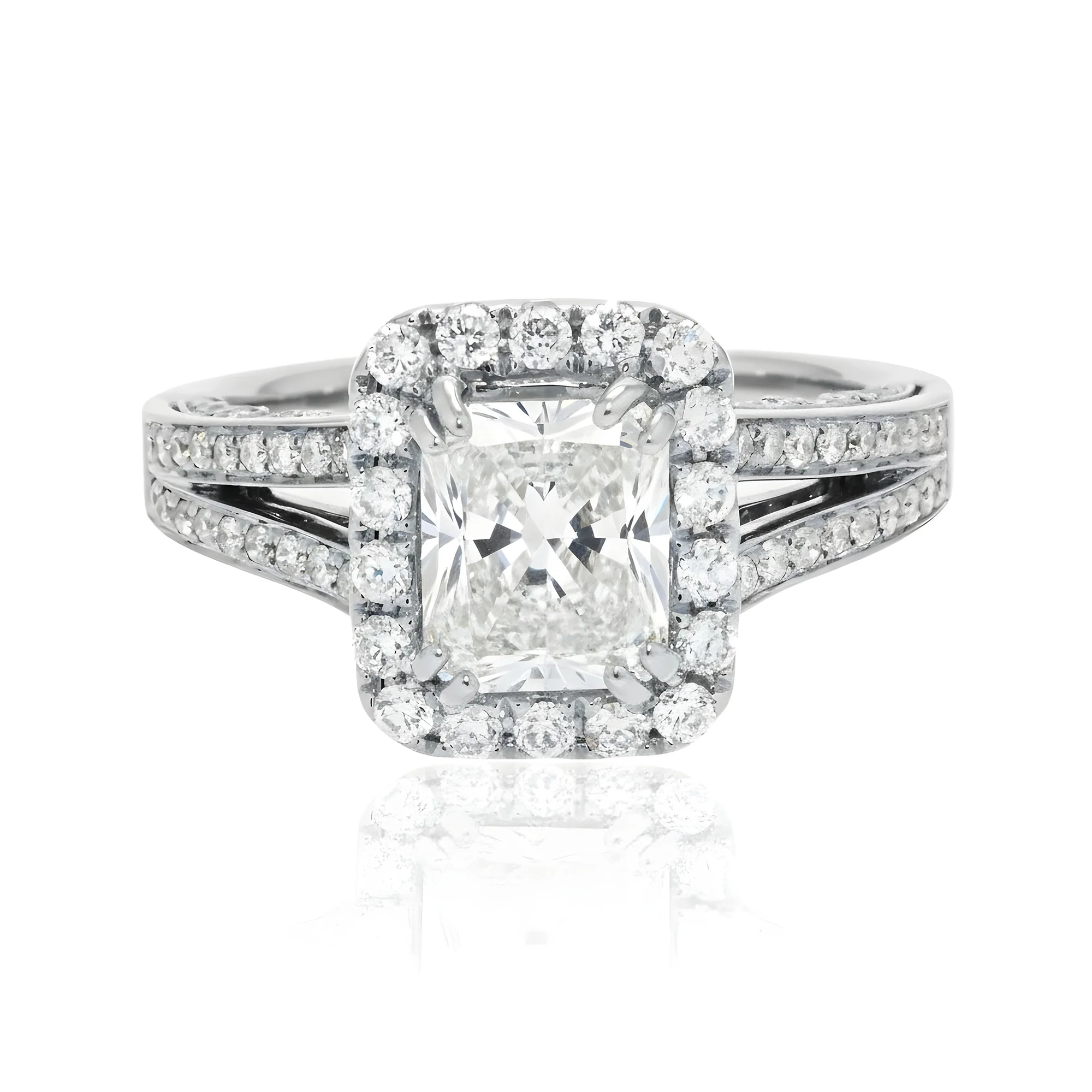 18K Rose Gold 2.0ct Radiant Cut Diamond Engagement Ring 2.65ctw - Image 6