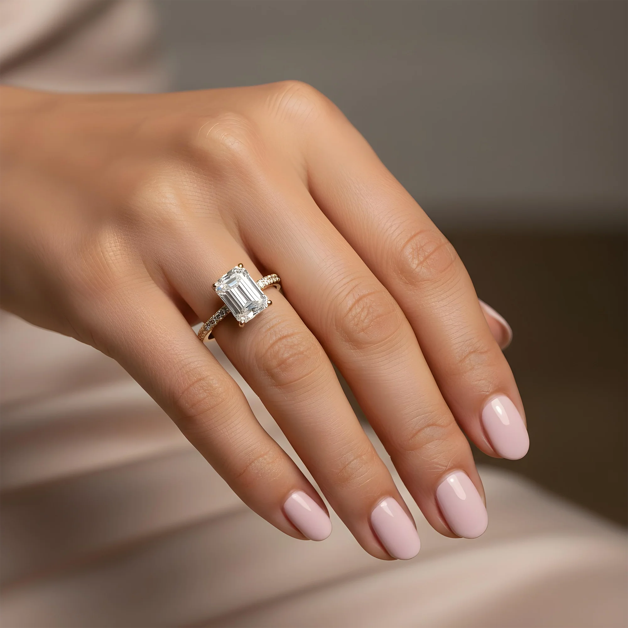 18K Rose Gold 2.57ct Emerald Cut Diamond Engagement Ring 2.89ctw - Image 5