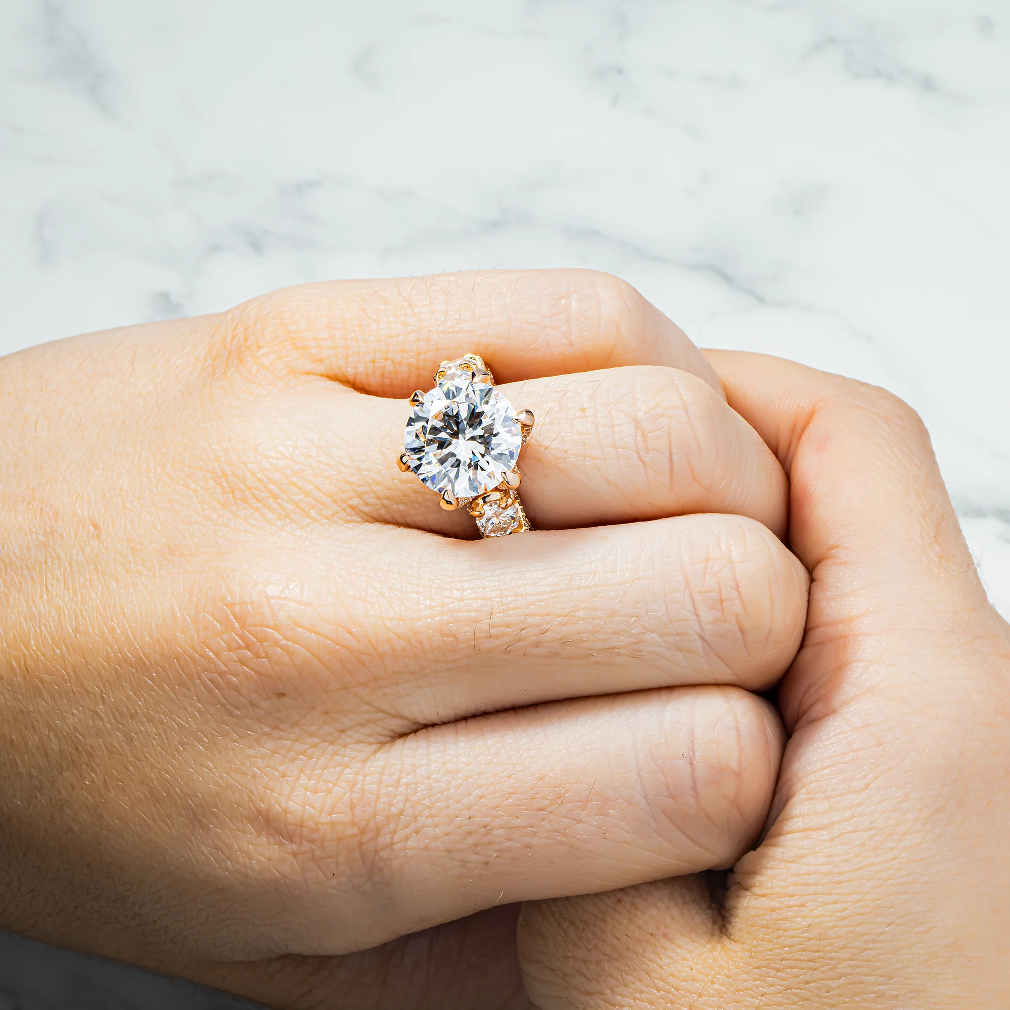 18K Rose Gold 7.13ct Round Diamond Engagement Ring 13.22ctw - Image 2