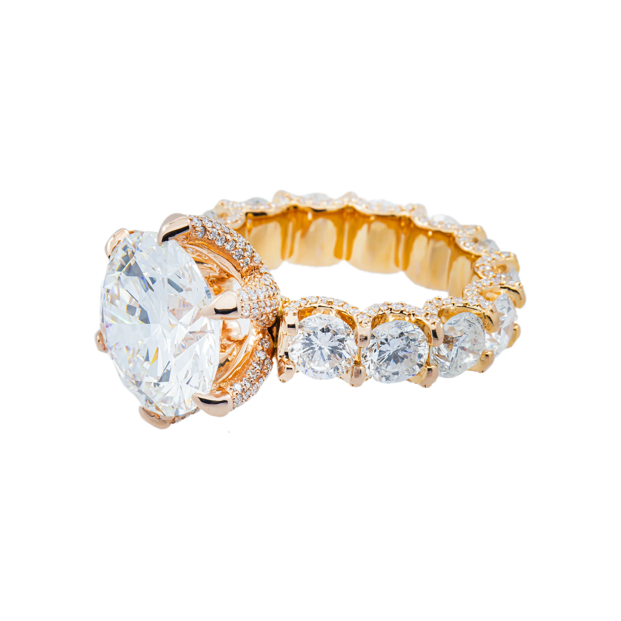 18K Rose Gold 7.13ct Round Diamond Engagement Ring 13.22ctw - Image 3