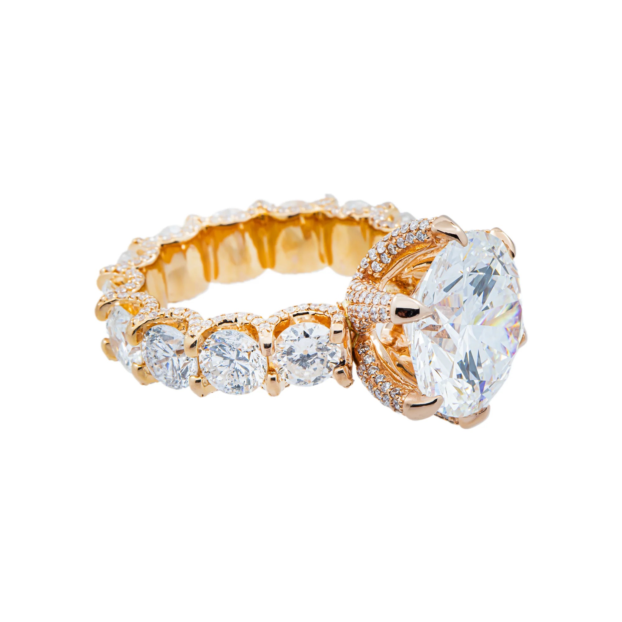 18K Rose Gold 7.13ct Round Diamond Engagement Ring 13.22ctw - Image 4