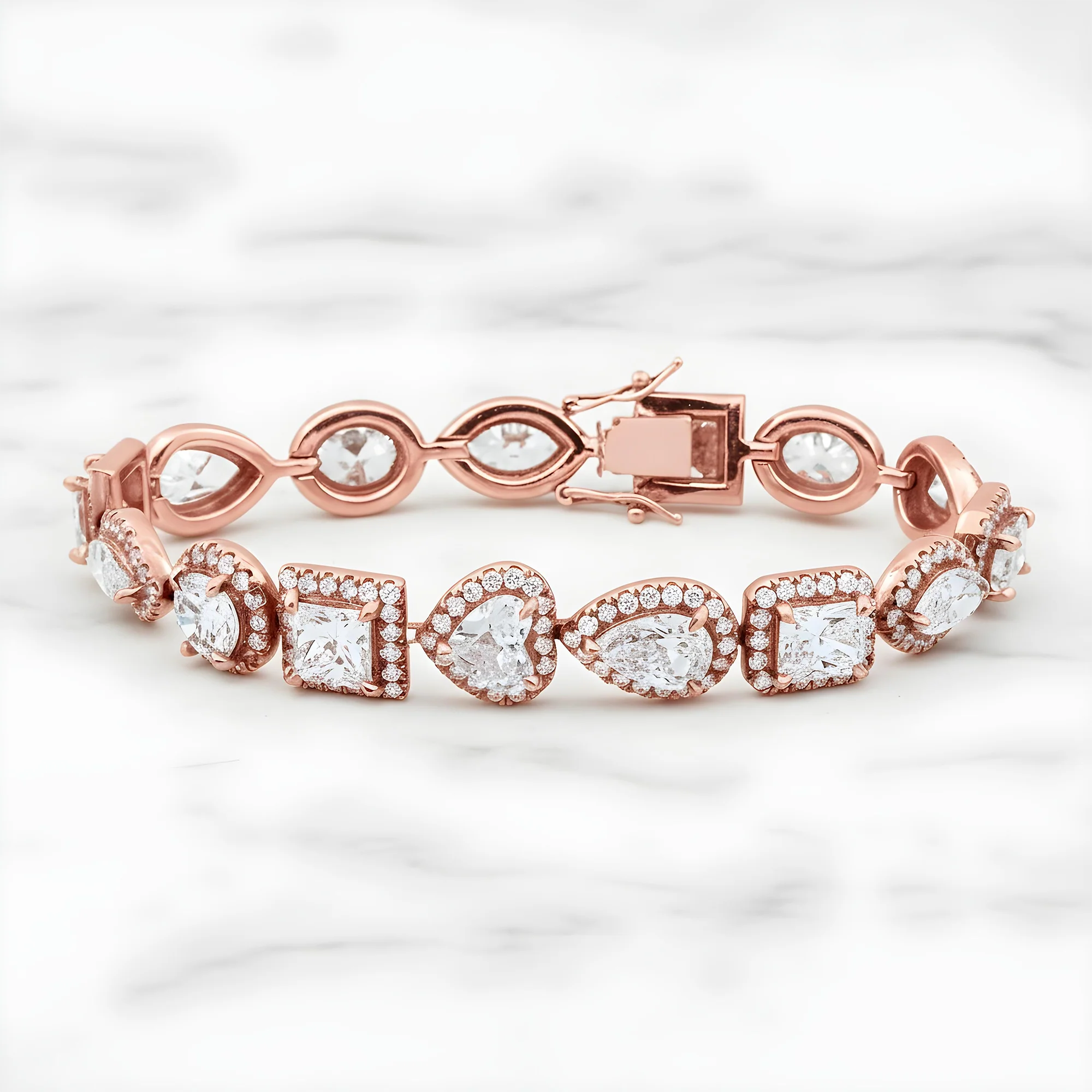 18K Yellow Gold Multi Cut Diamond Satellite Bracelet 28.0ct - Image 2