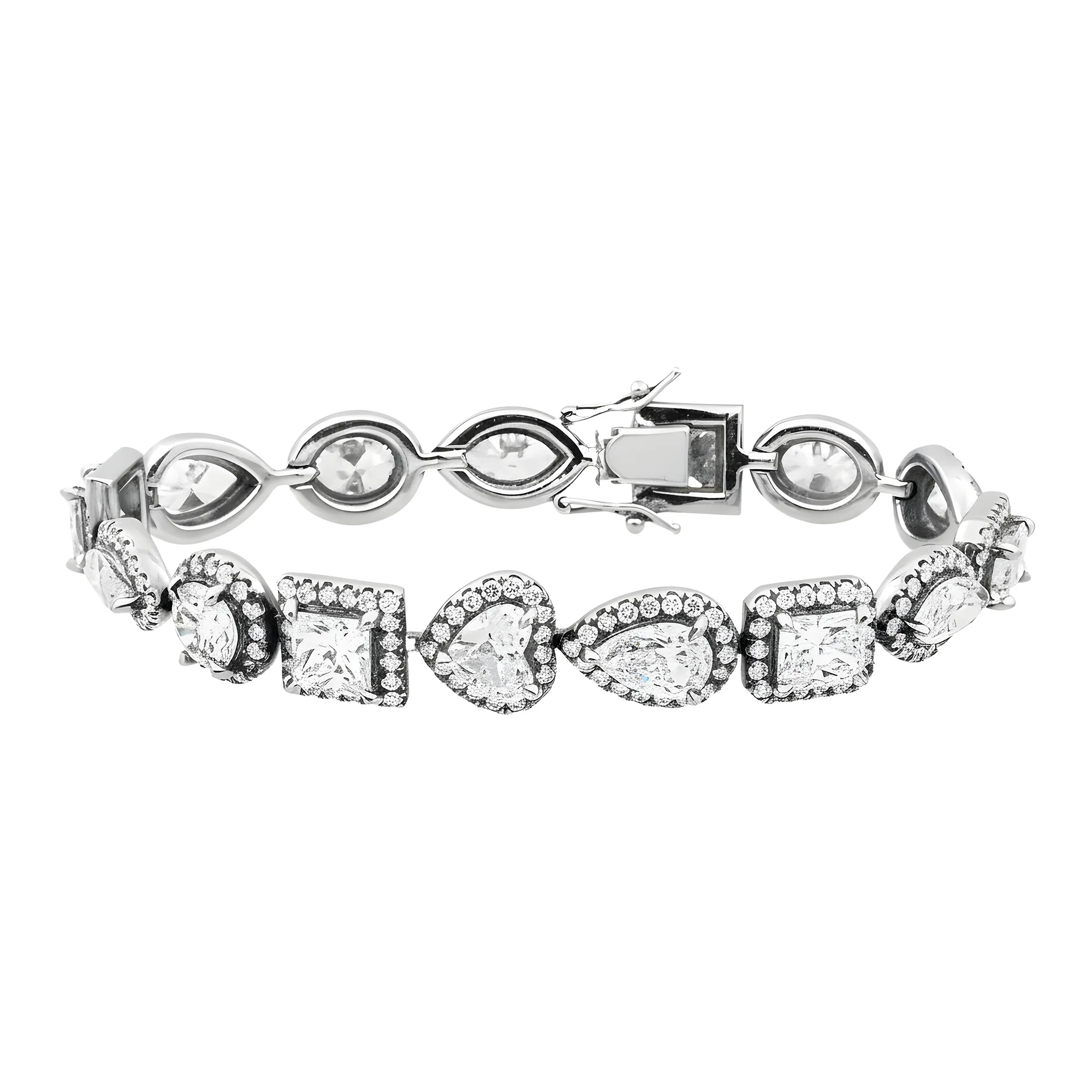 18K Yellow Gold Multi Cut Diamond Satellite Bracelet 28.0ct - Image 4